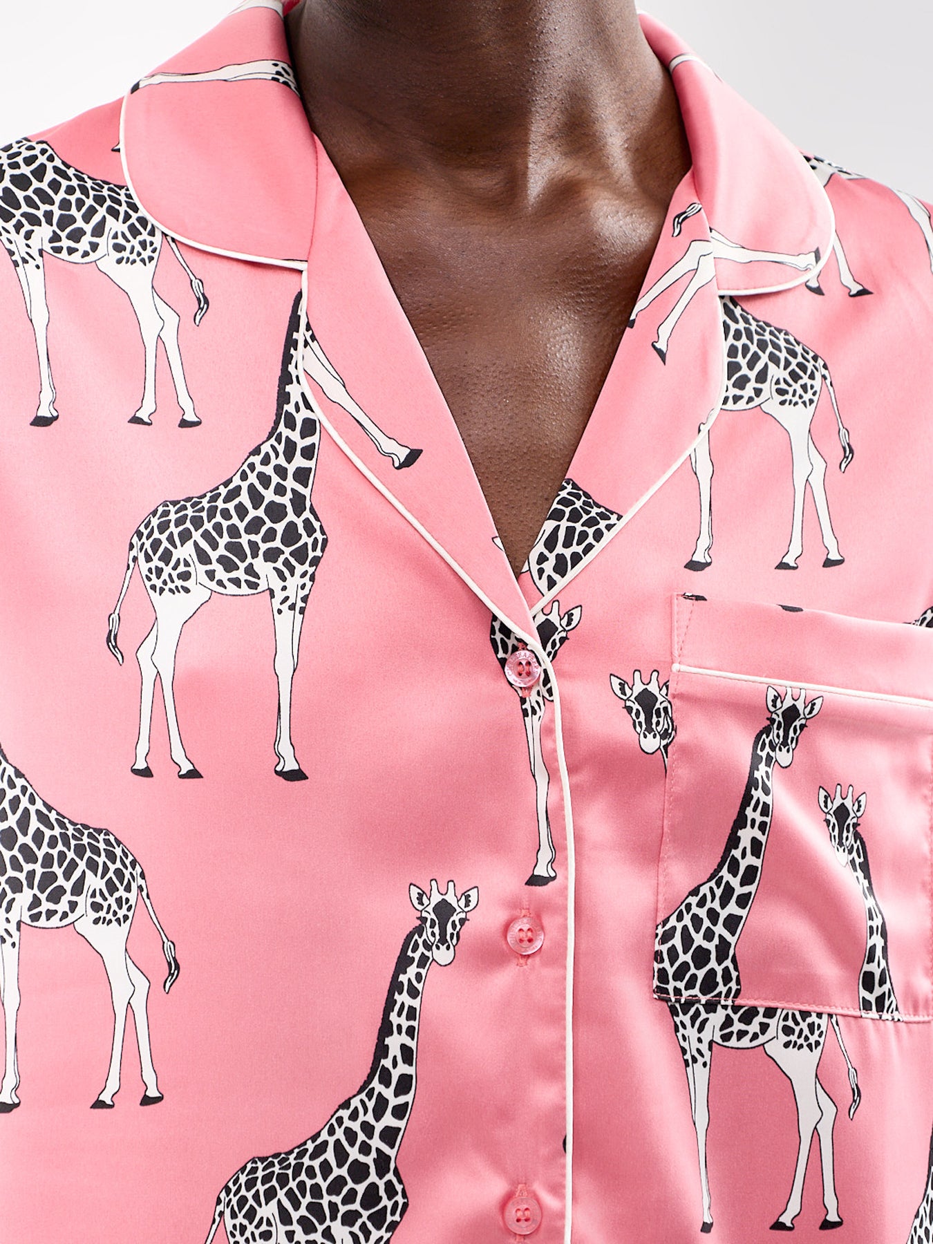Giraffe Recycled Polyester Long Pyjama Set Pink
