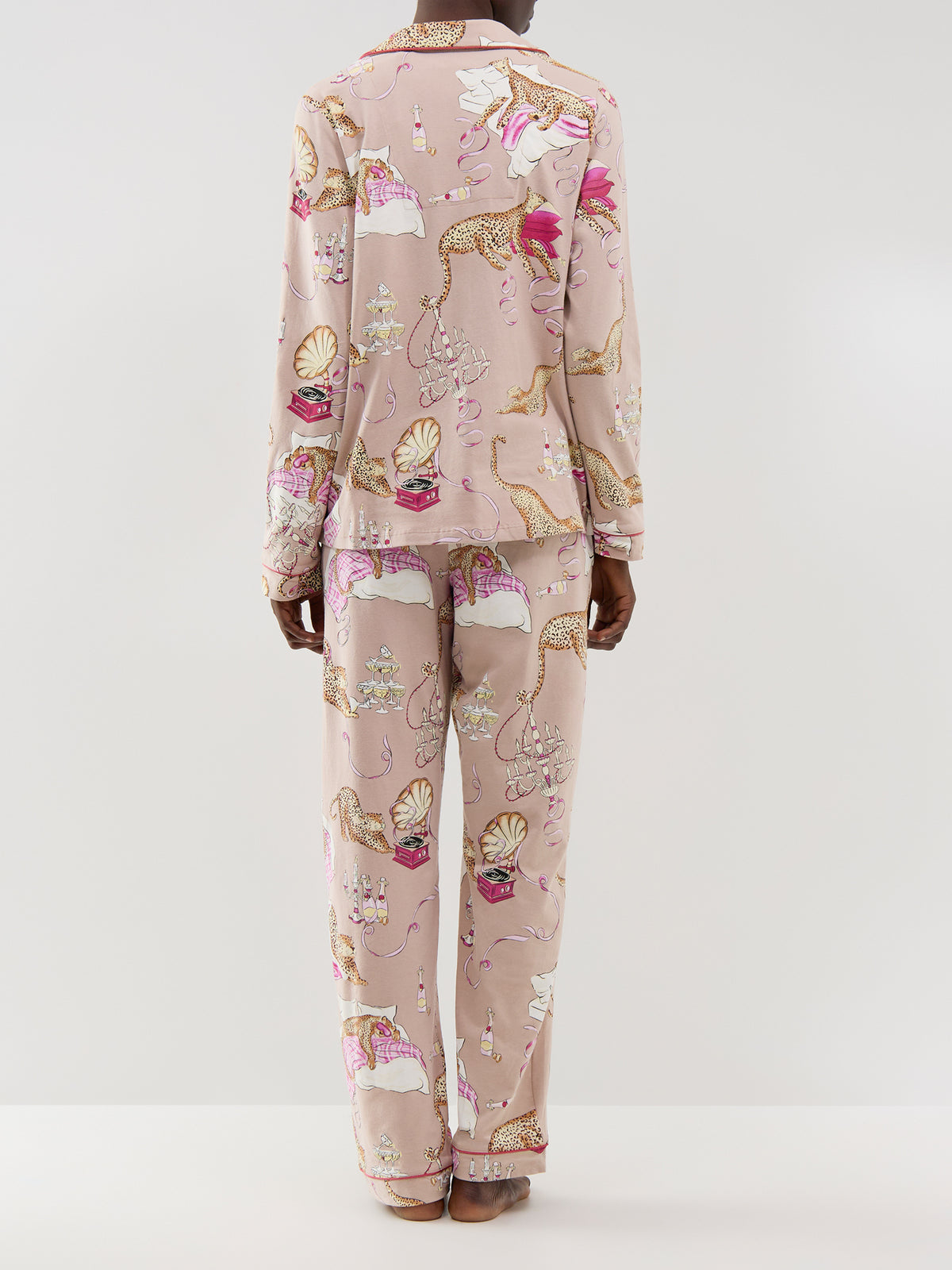 Organic Cotton Party Leopard Long Button-Up Pyjama Set