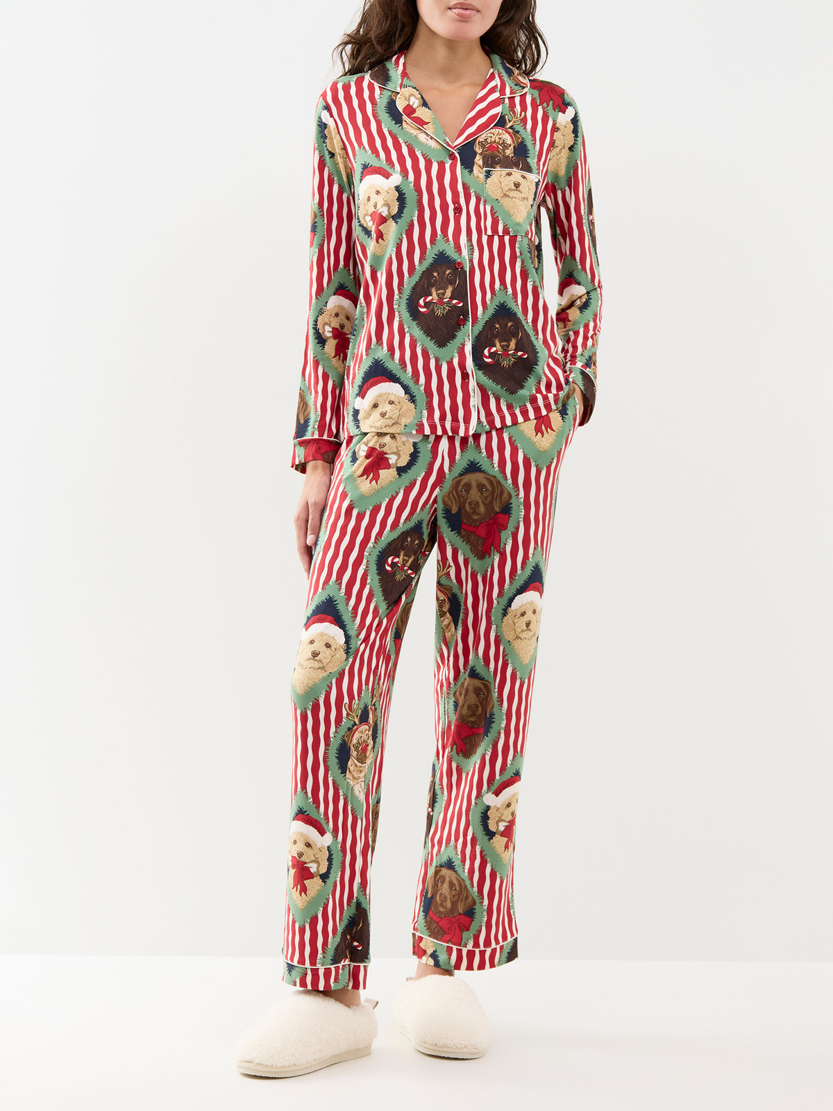 Chip Faces Long Pyjama Set - Red