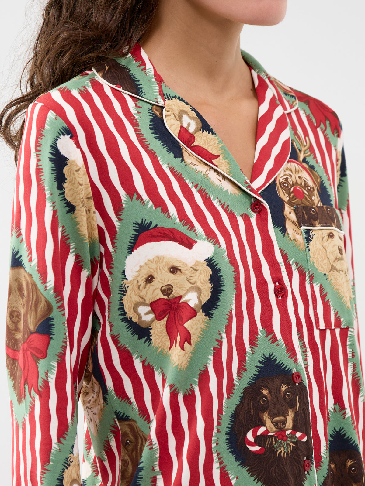 Chip Faces Long Pyjama Set - Red