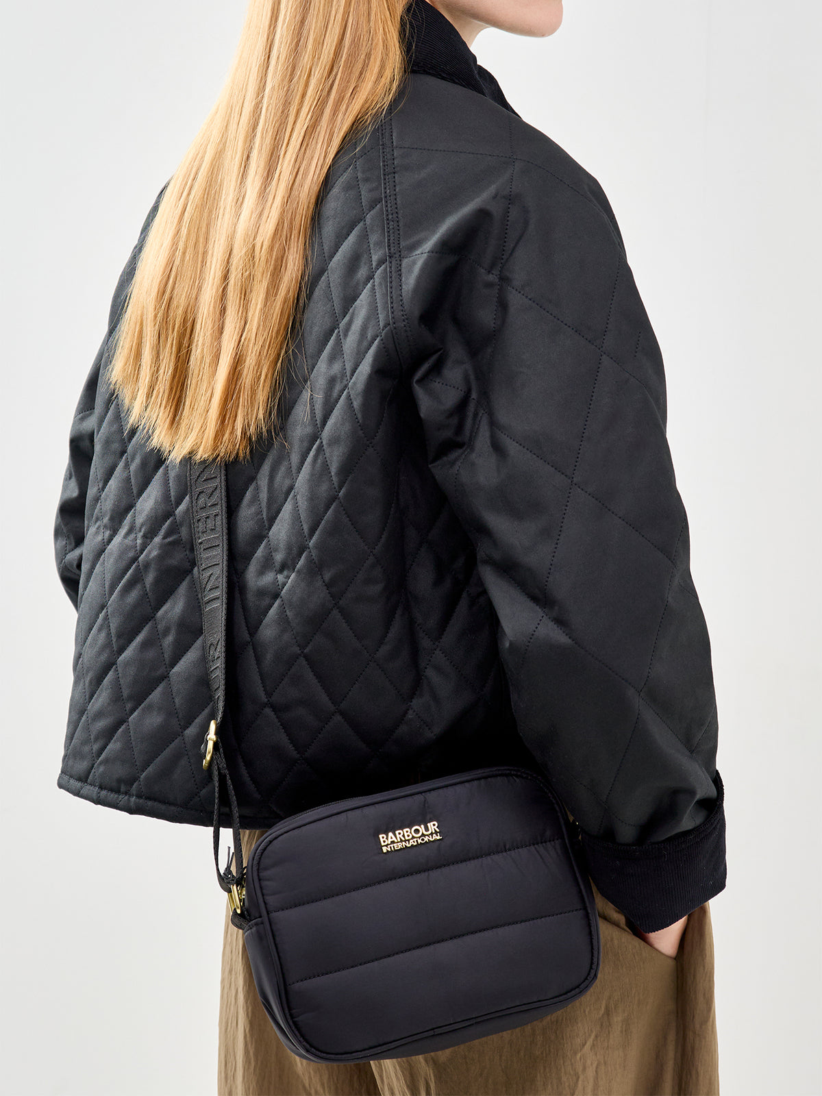 Monaco Baffle Quilted Crossbody Bag Black