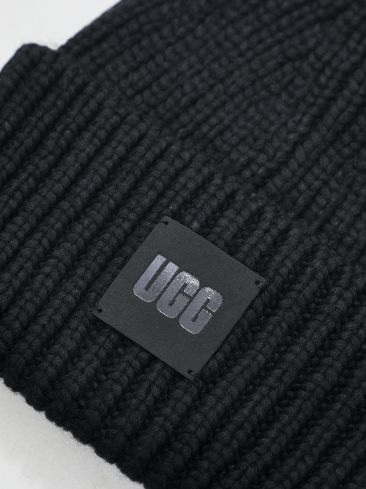 Chunky Rib Wool Blend Beanie - Black