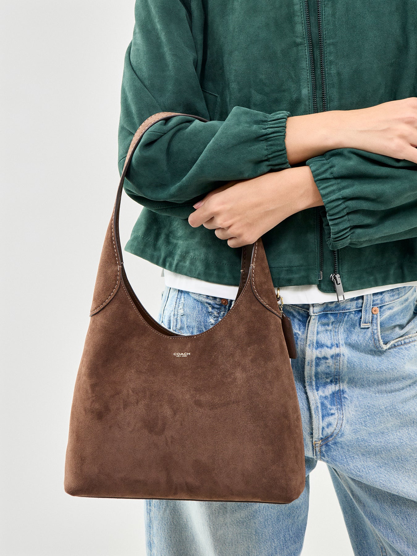 Suede Brooklyn 28 Shoulder Bag Brown