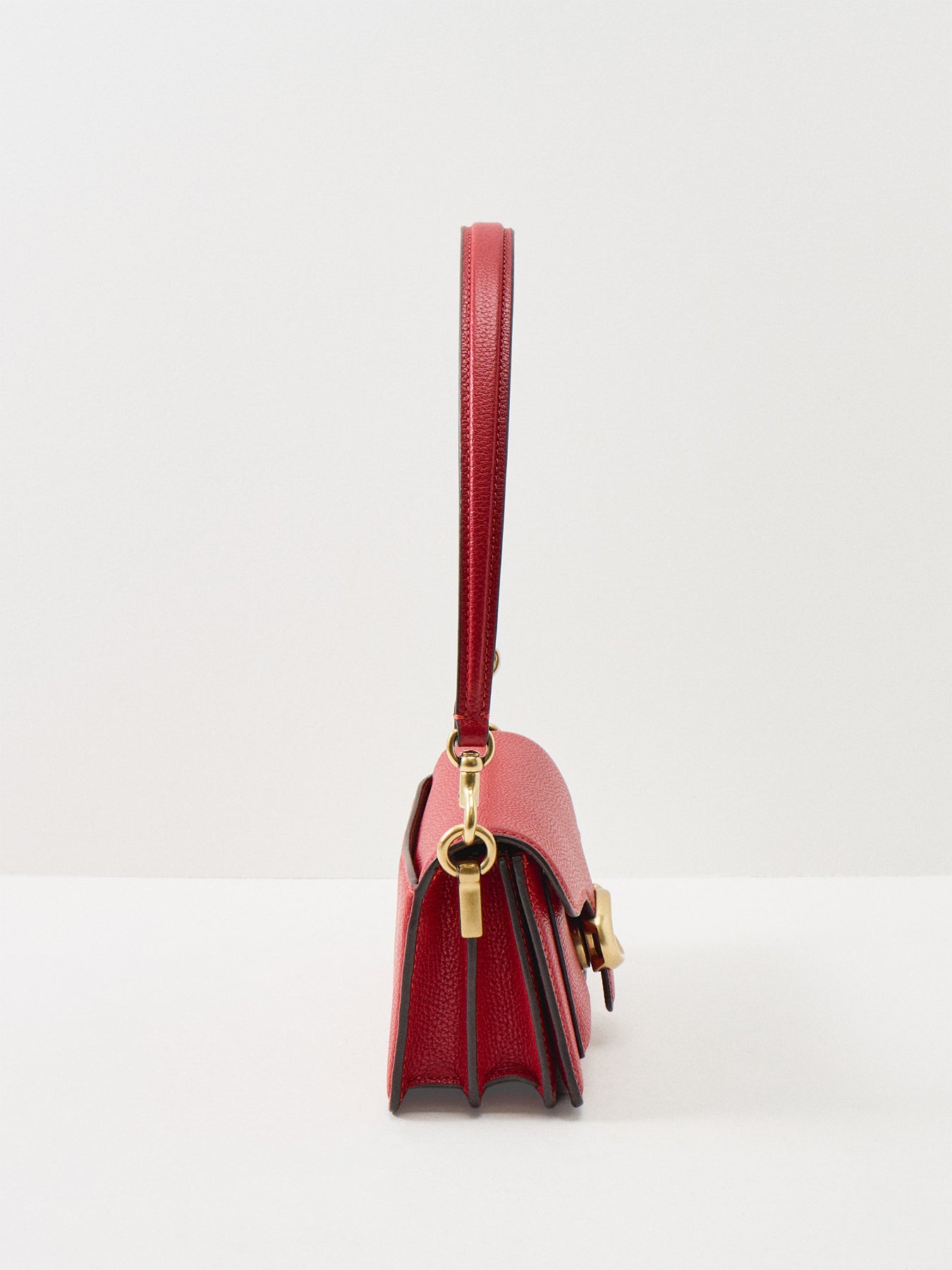 Polished Pebble Leather Tabby Shoulder Bag B4 Poppy