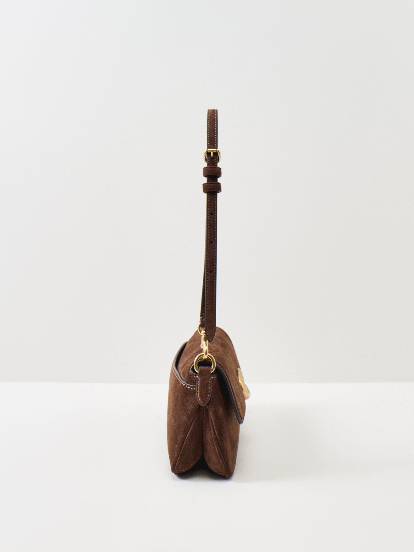 Suede Jet Shoulder Bag B4 Dark Chocolate
