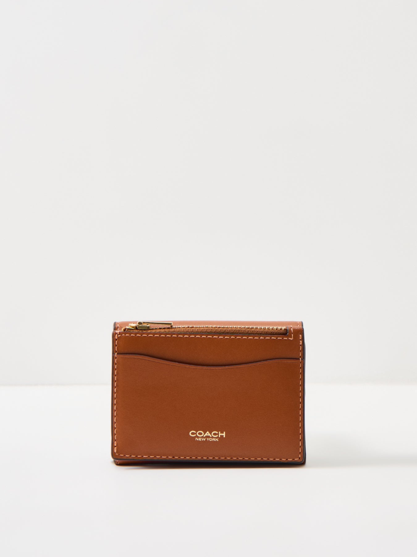 Refined Leather Essential Zip Card Holder Amber Brown