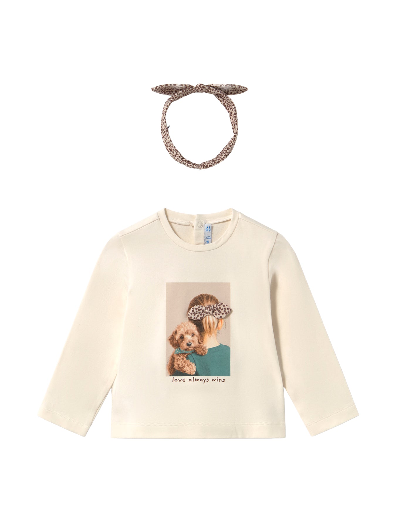 Baby Long Sleeve T-Shirt with Headpiece Cream