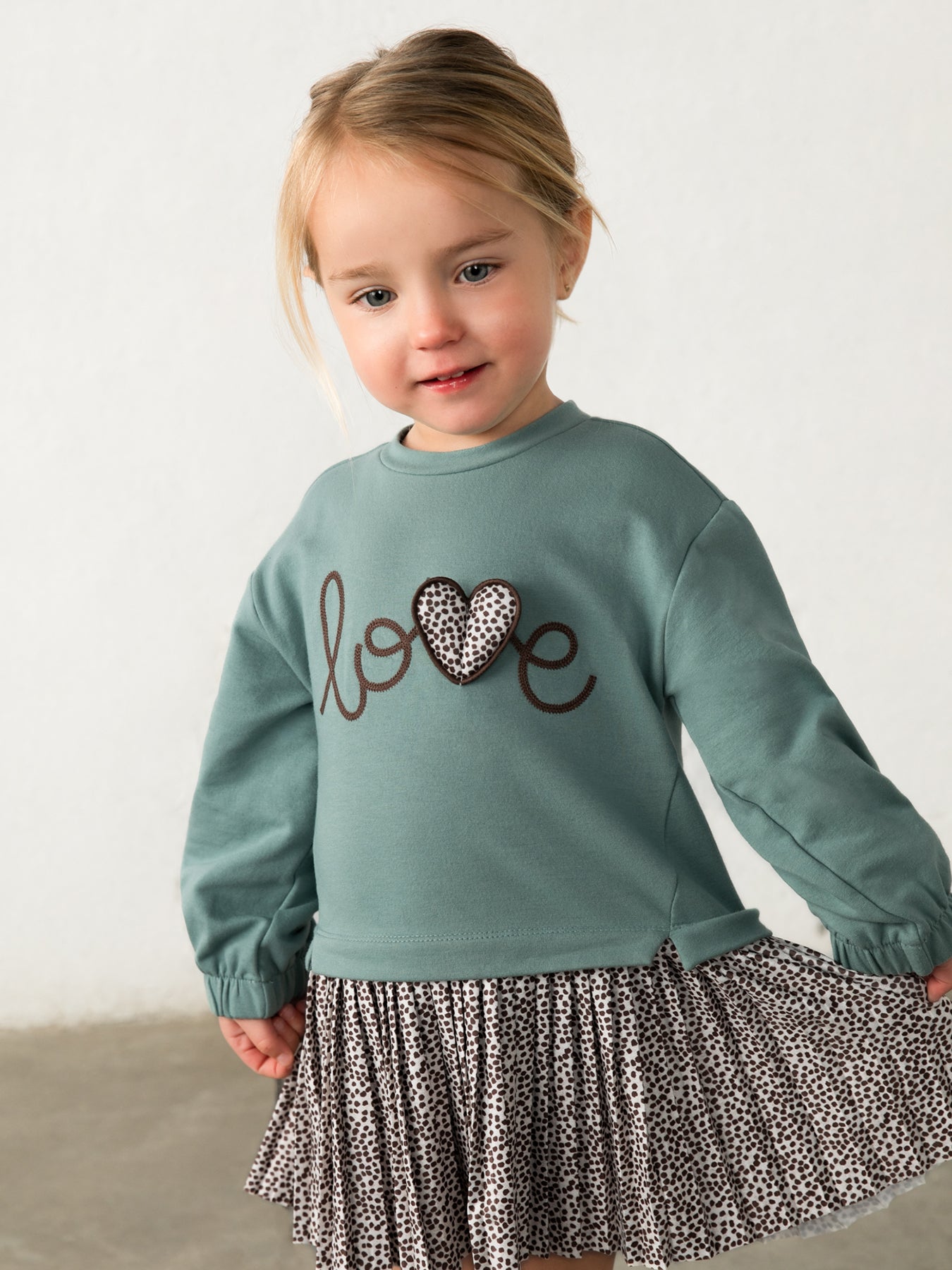 Kids' Cotton Blend Plush Combined Dress