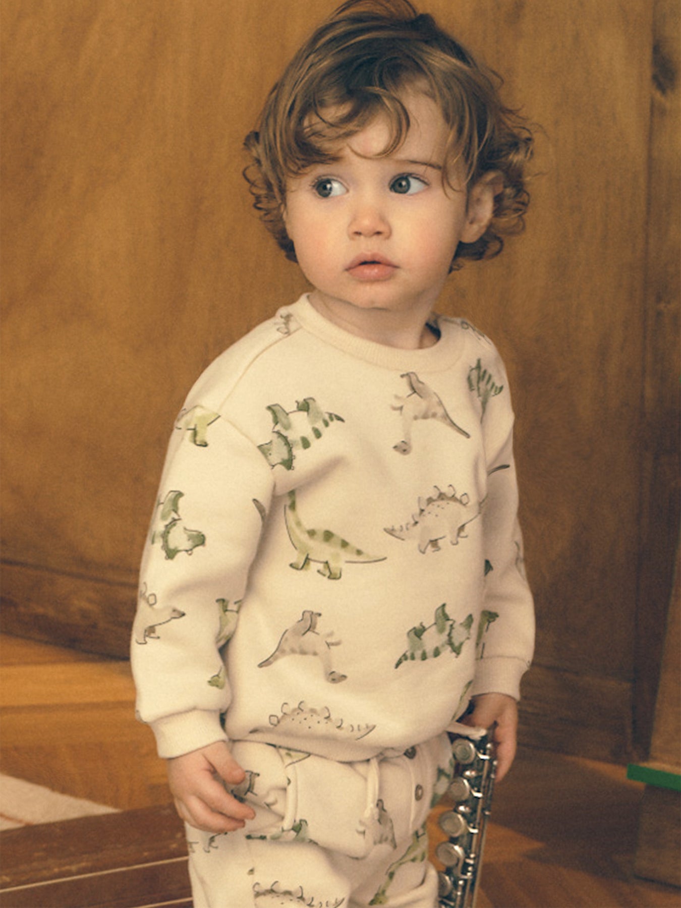 Baby Patterned Sweatshirt Cream