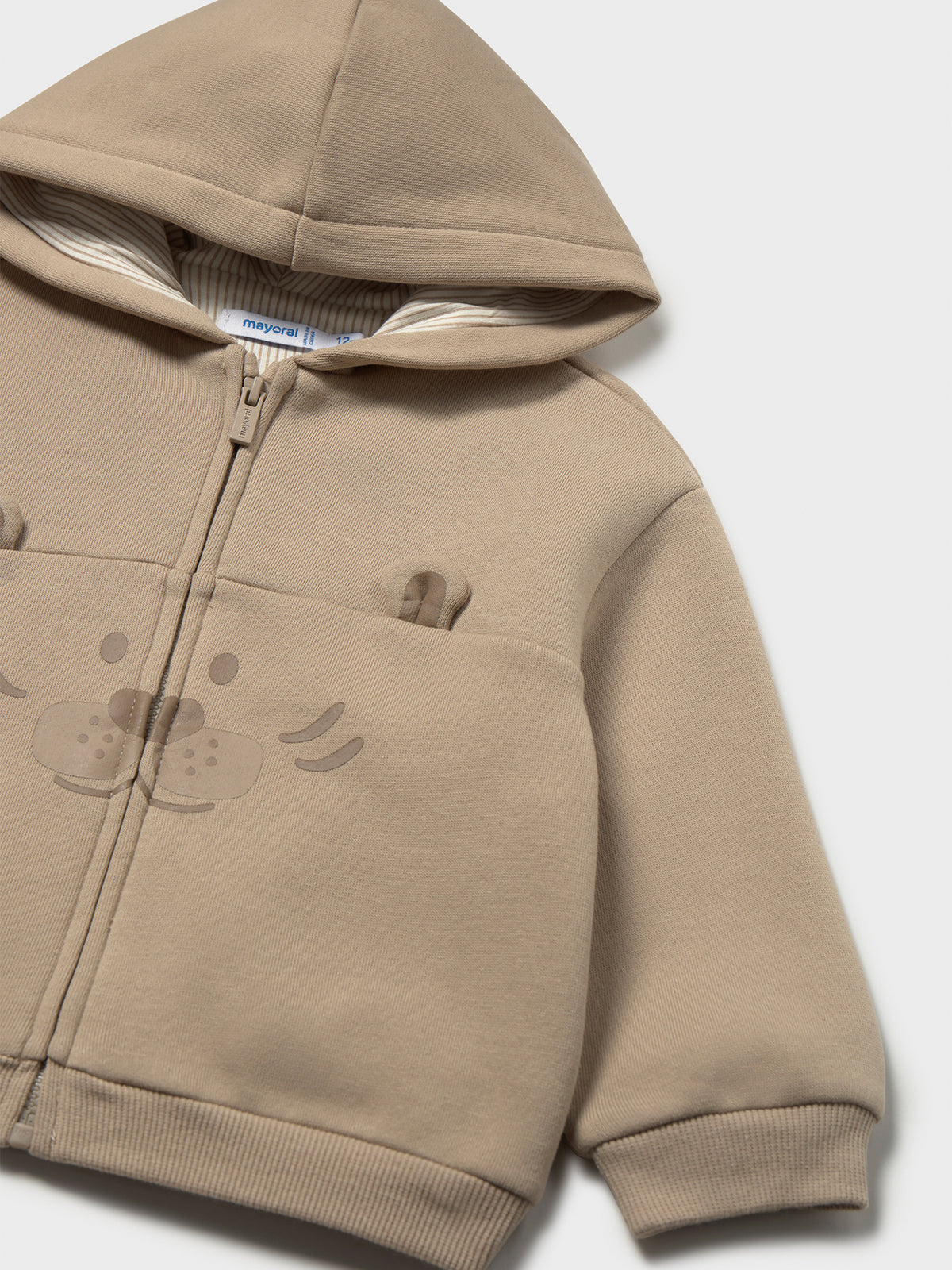 Baby Animal Zip-Up Hoodie - Hazelnut