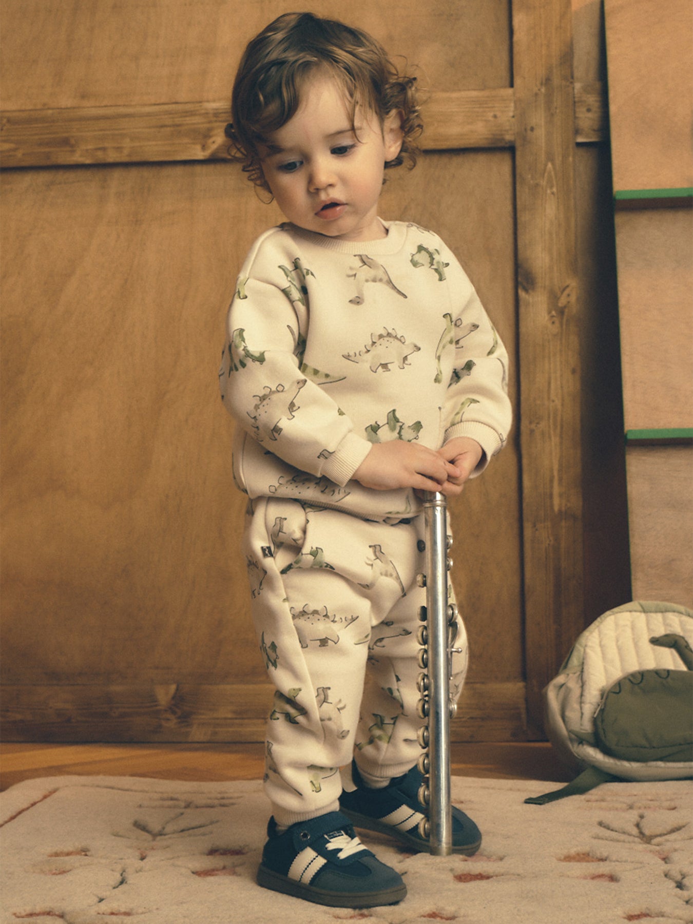 Kids' Cotton Blend Patterned Trousers