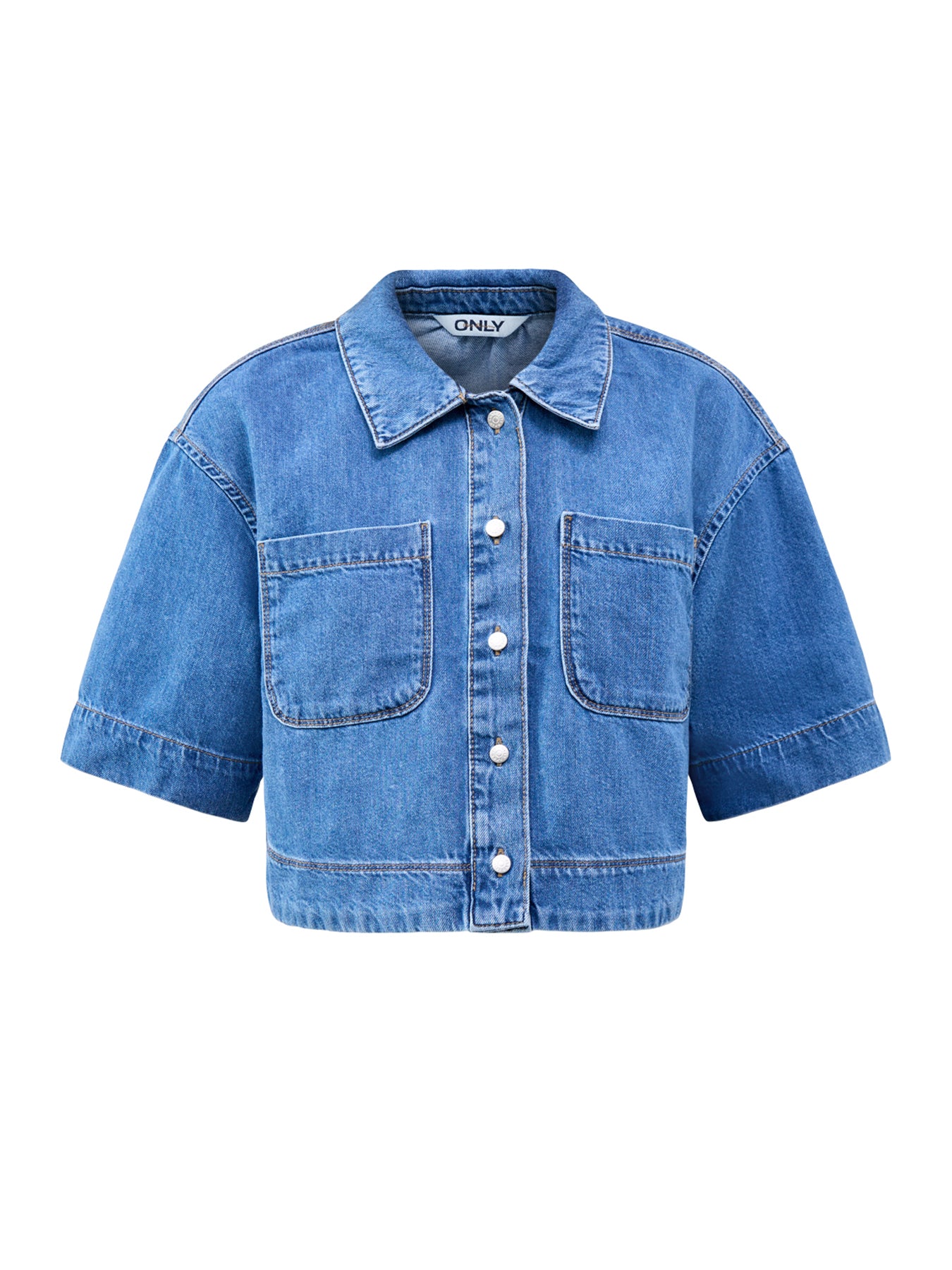 Cleo Cropped Denim Shirt Blue