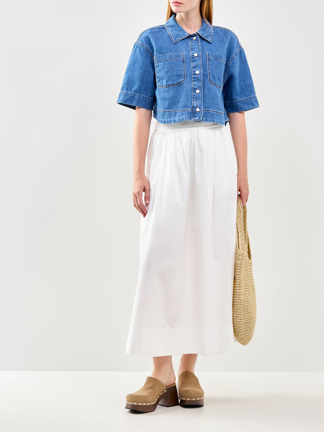 Cleo Cropped Denim Shirt Blue