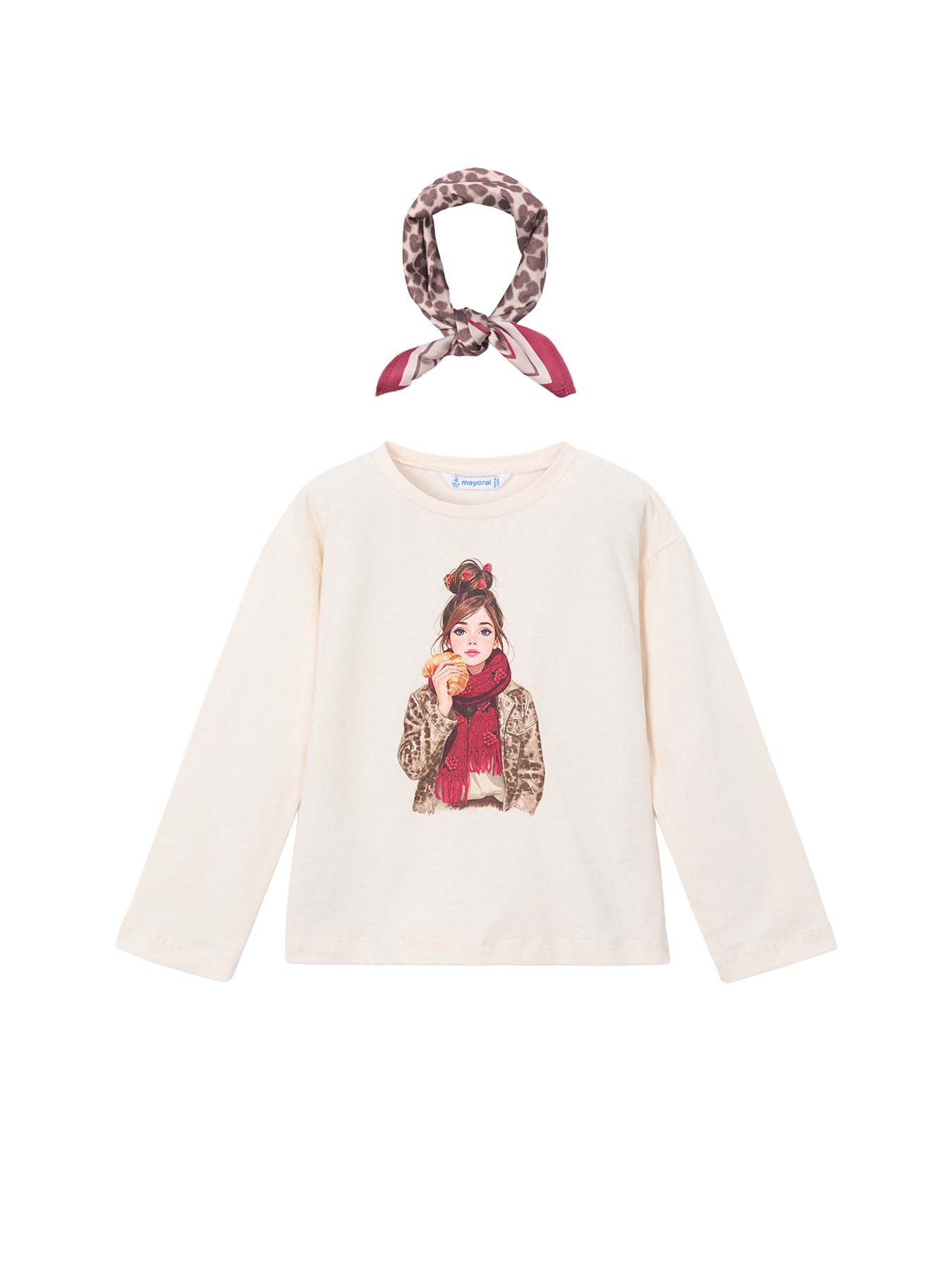 Kids' Long Sleeve Scarf T-Shirt Pink
