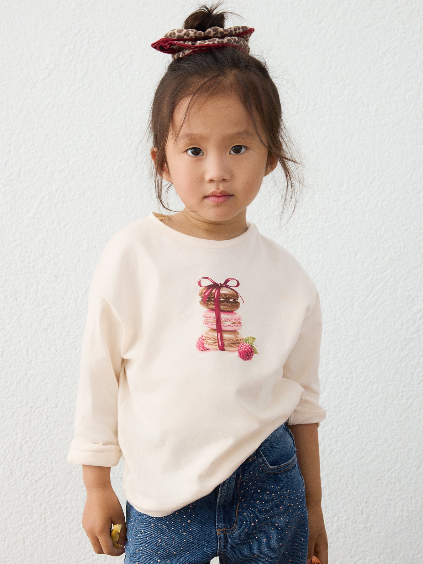 Kids' Long Sleeve T-Shirt With Print Hair Tie