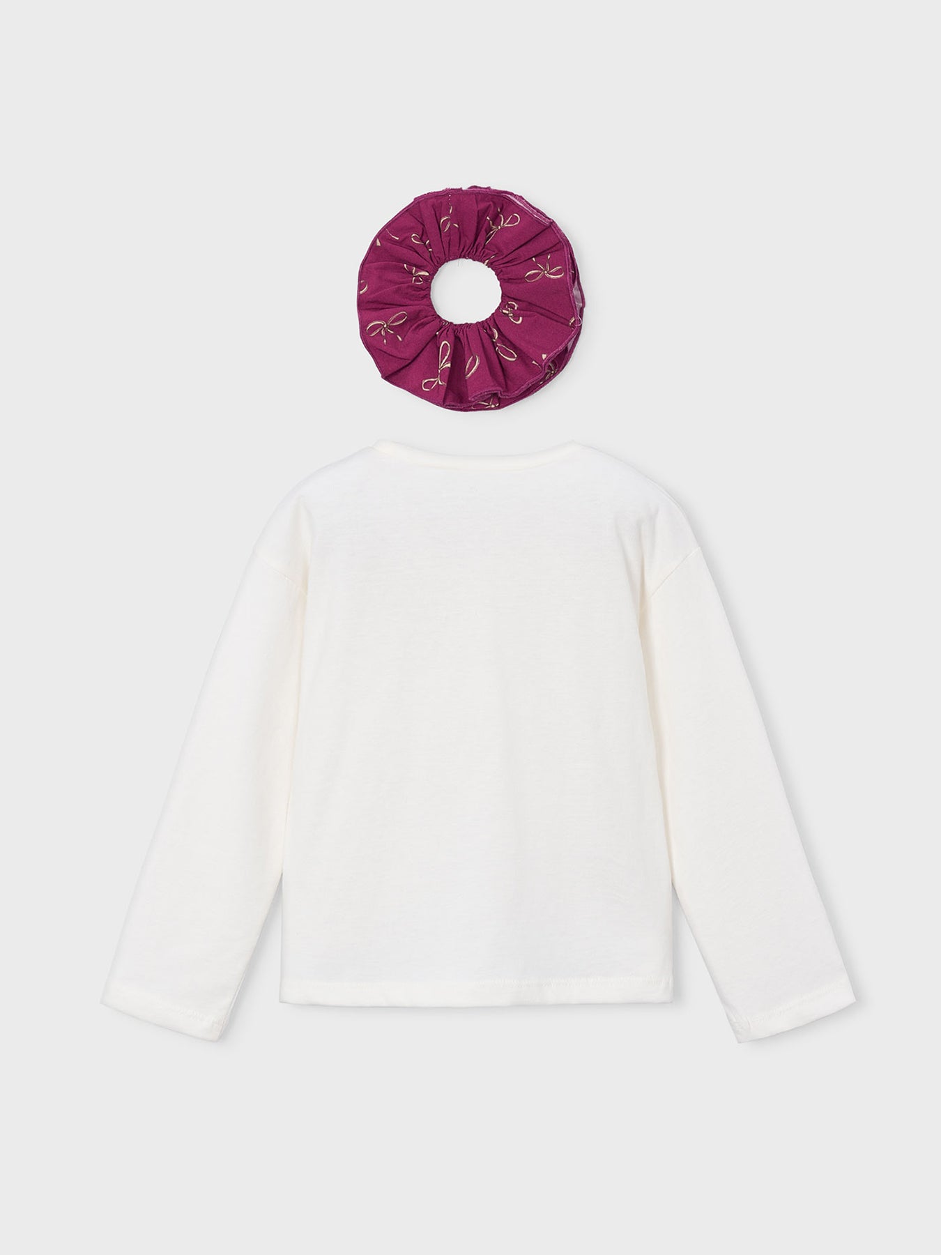 Kids' Long Sleeve T-Shirt With Pink Hair Tie