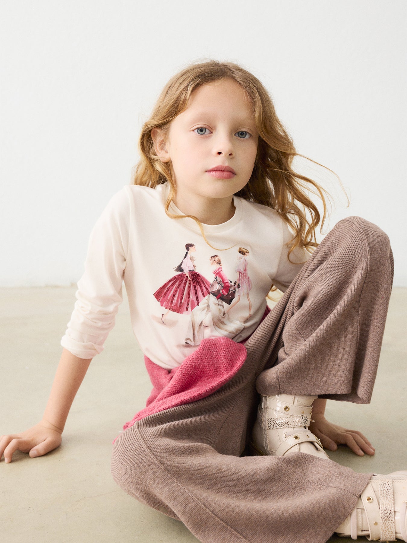 Kids' Long Sleeve Shirt Top Cream