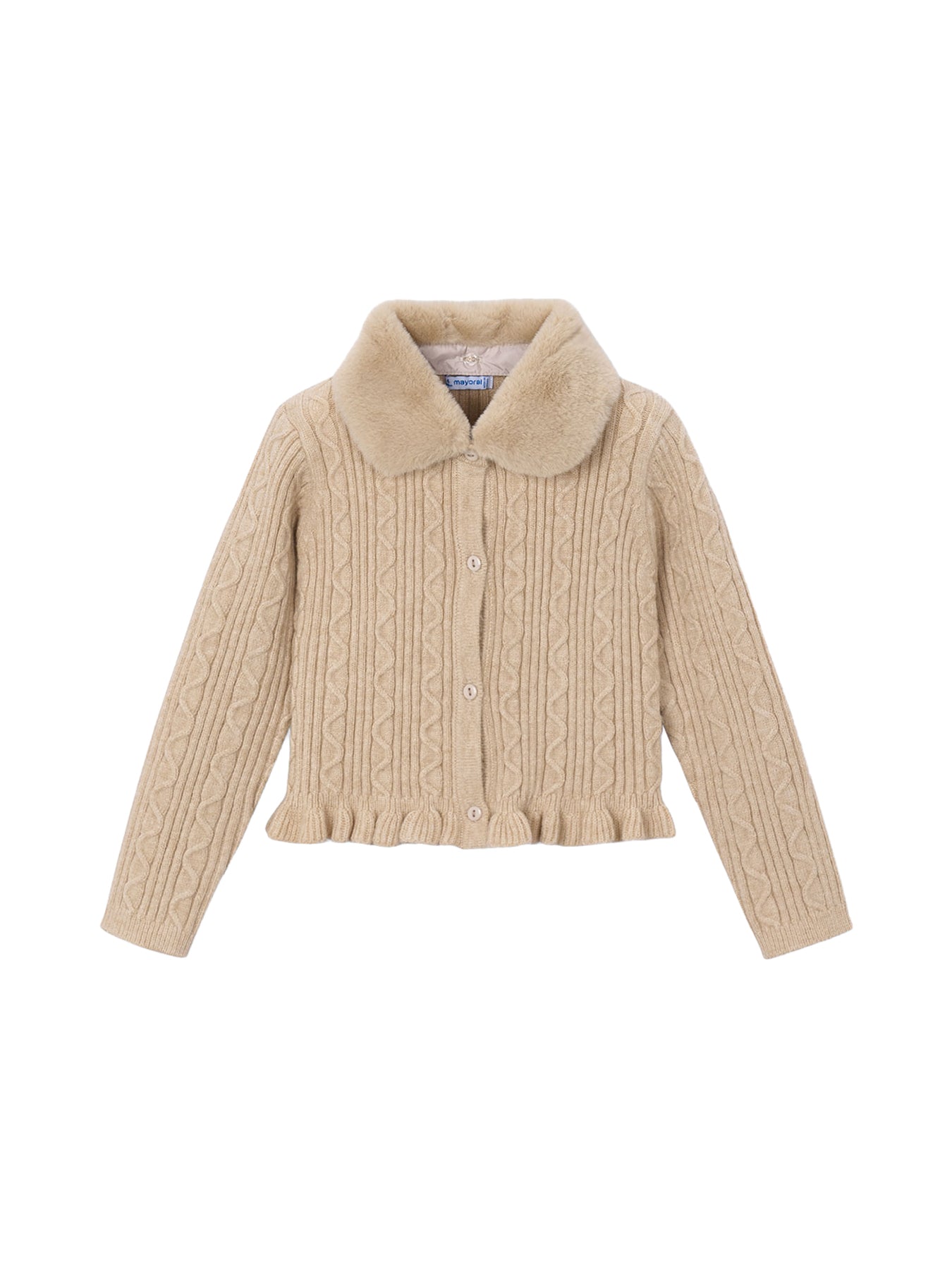Kids' Faux Fur Collar Cardigan