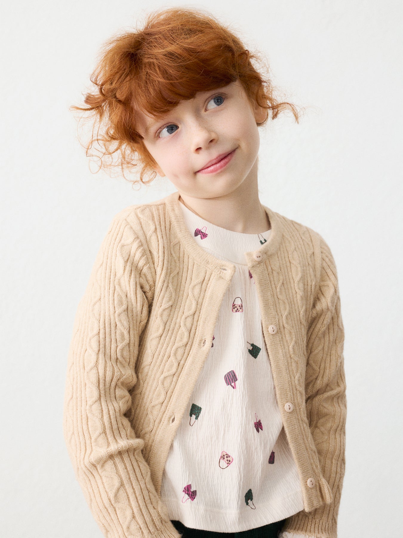 Kids' Faux Fur Collar Cardigan