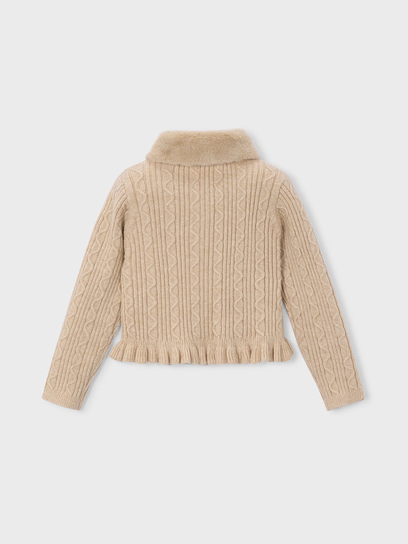 Kids' Faux Fur Collar Cardigan