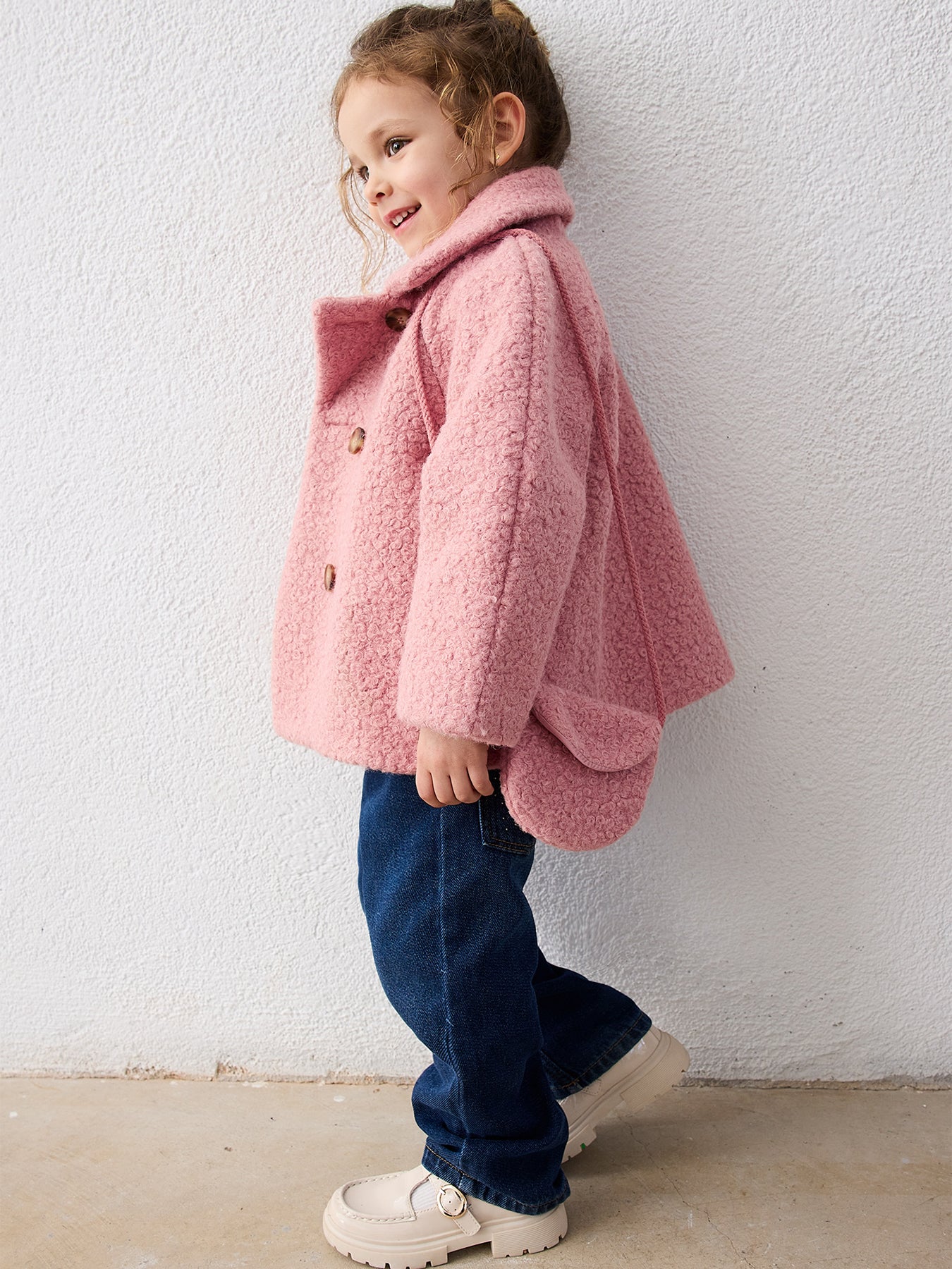 Kids’ Bouclé Coat with Purse