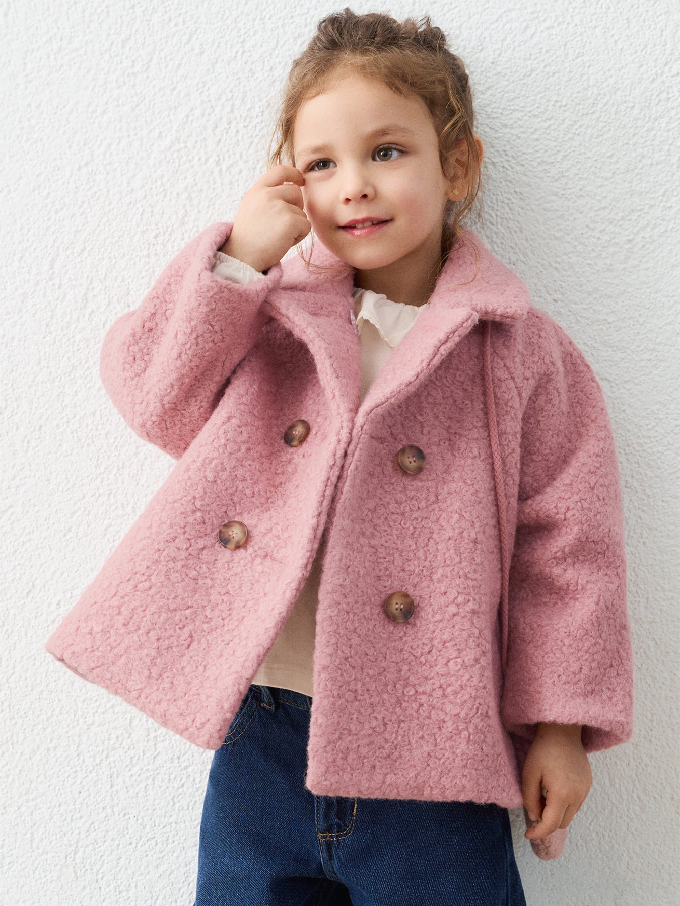 Kids’ Bouclé Coat with Purse