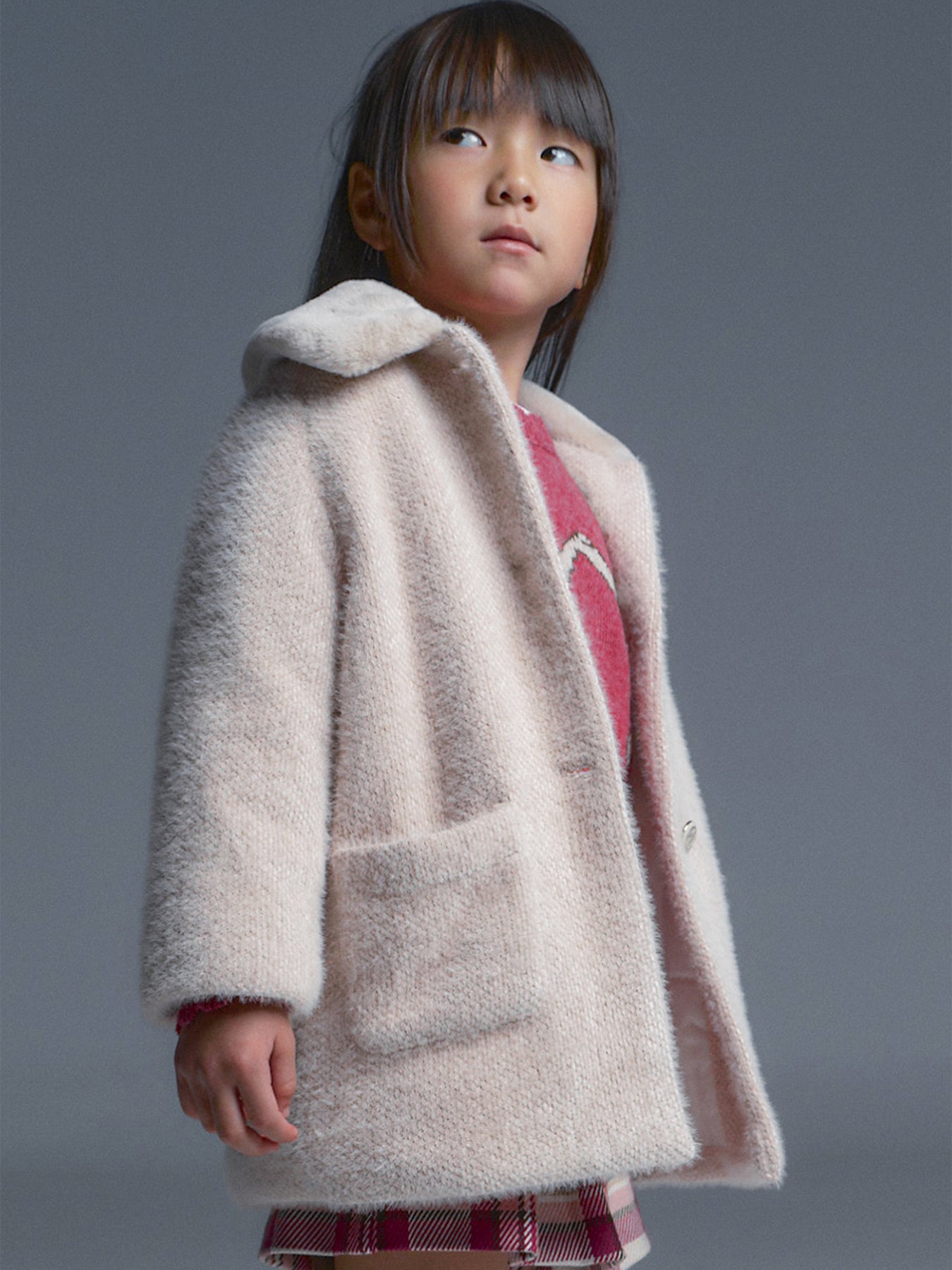 Kids’ Knitted Faux Fur Coat