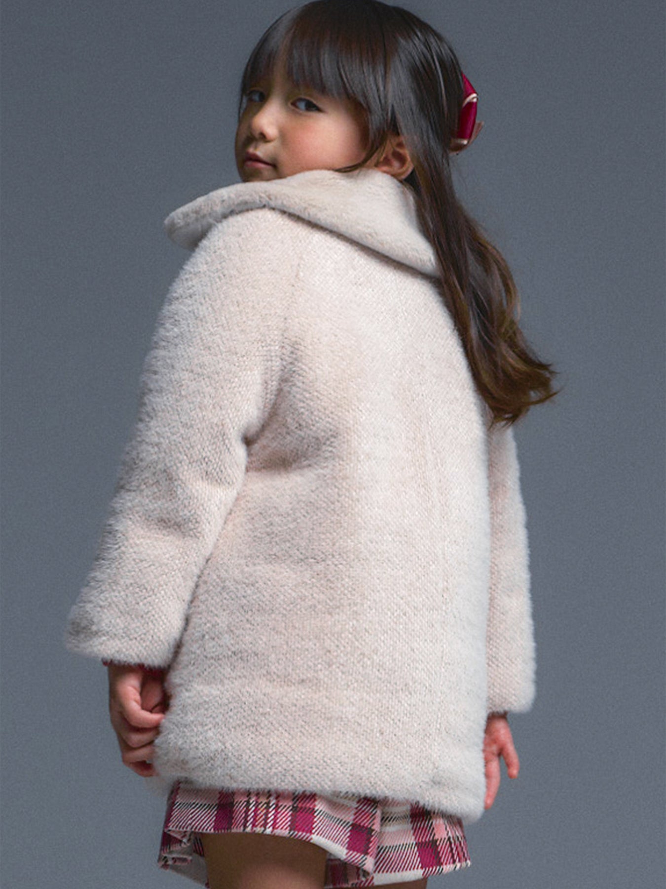 Kids’ Knitted Faux Fur Coat