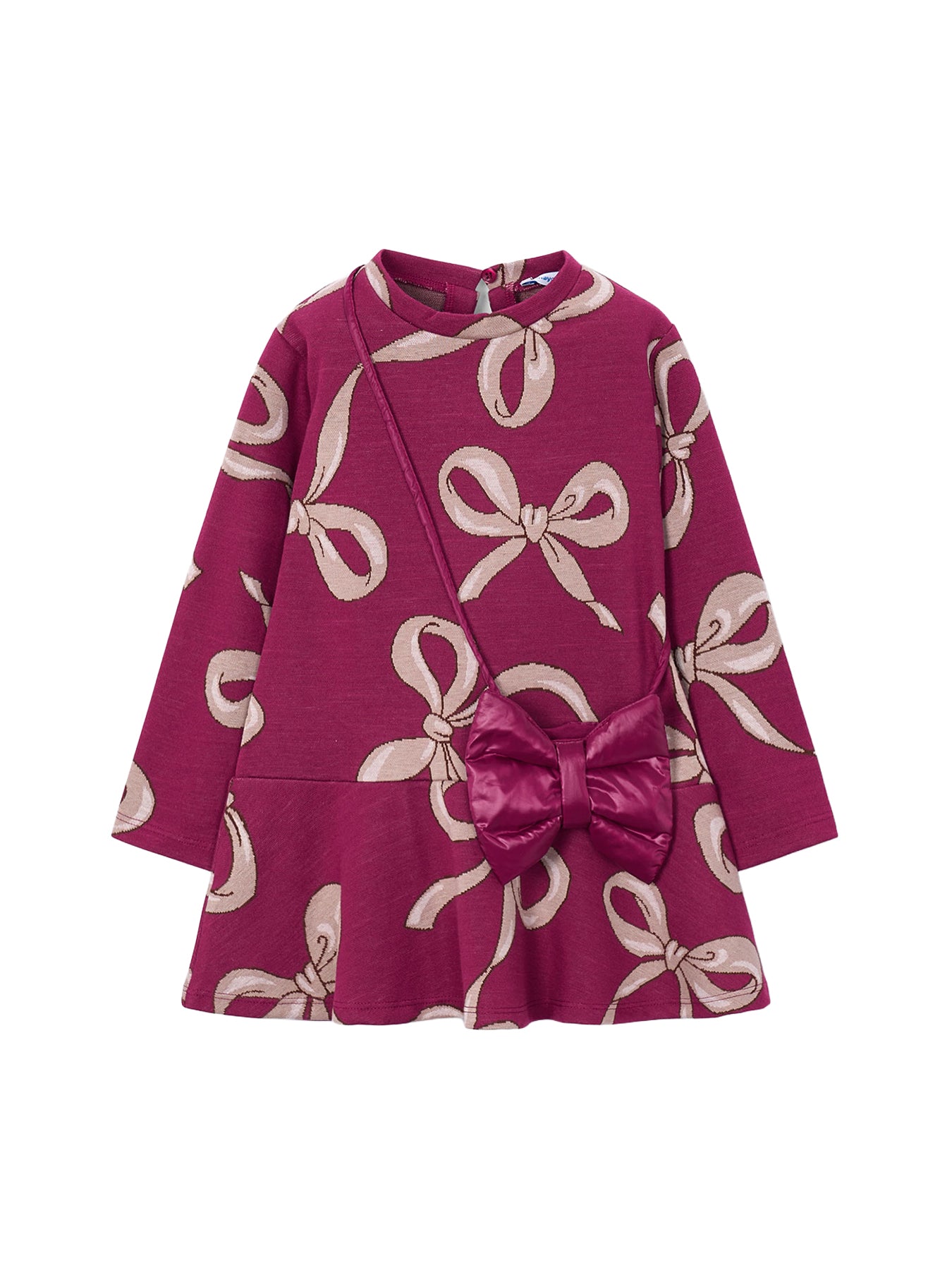 Kids' Jacquard Knit Dress with Bag Pink