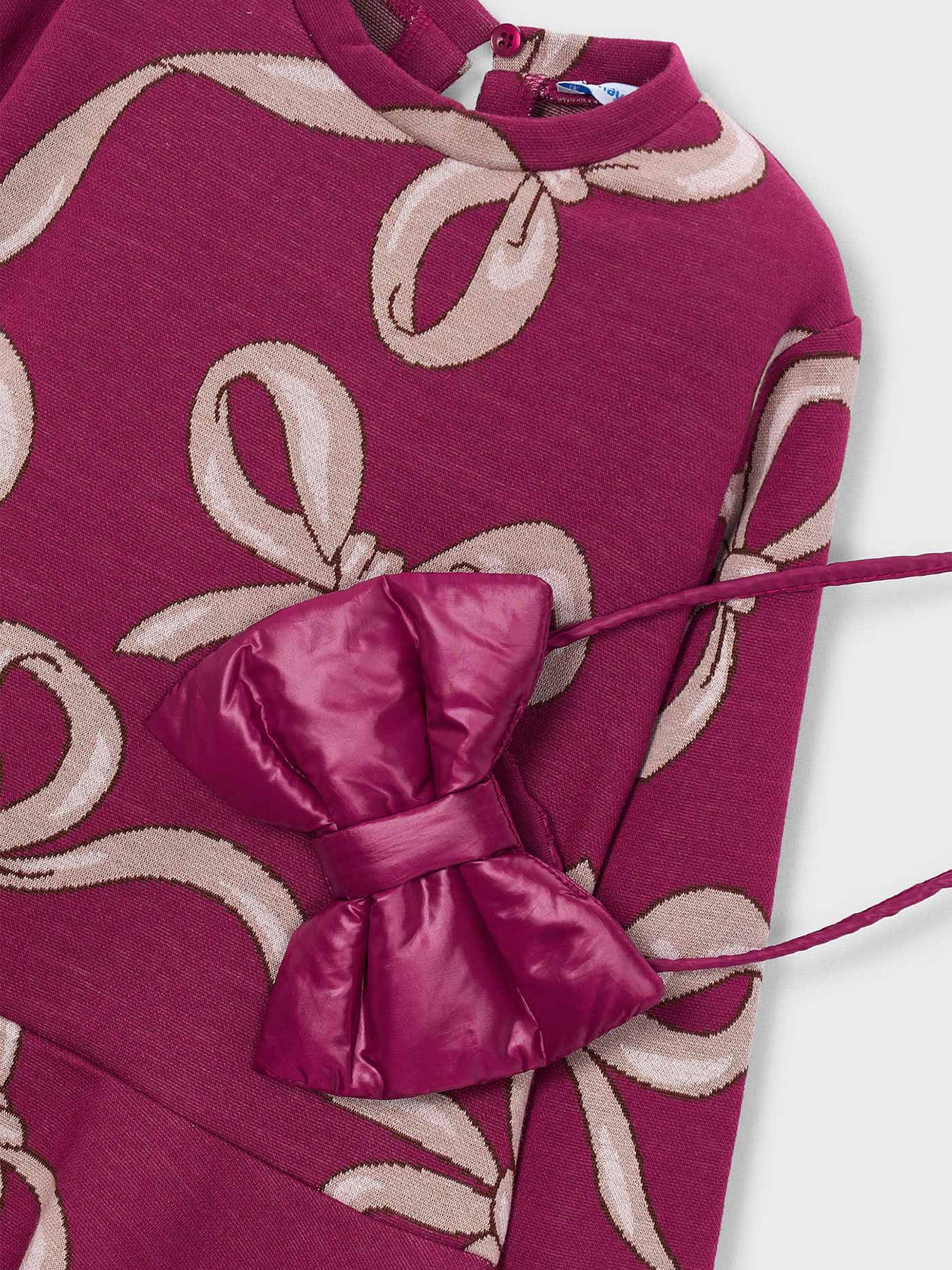 Kids' Jacquard Knit Dress with Bag Pink