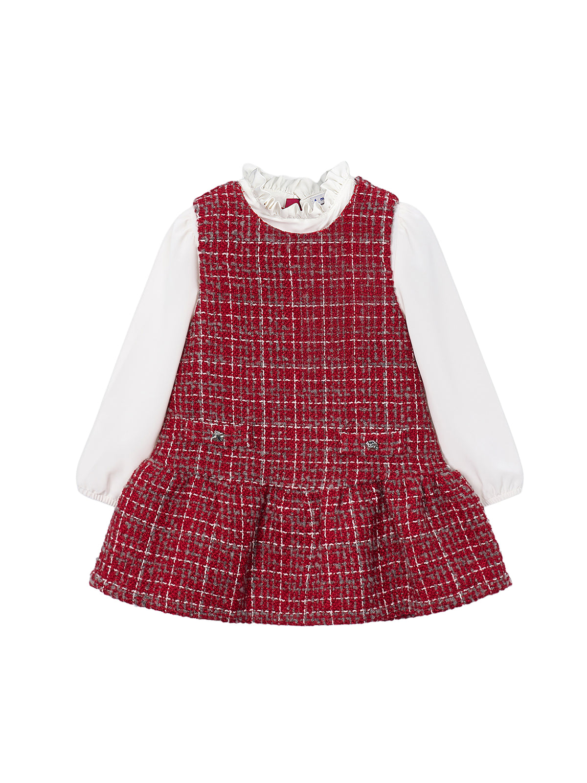 Combined Pinafore Dress - Red