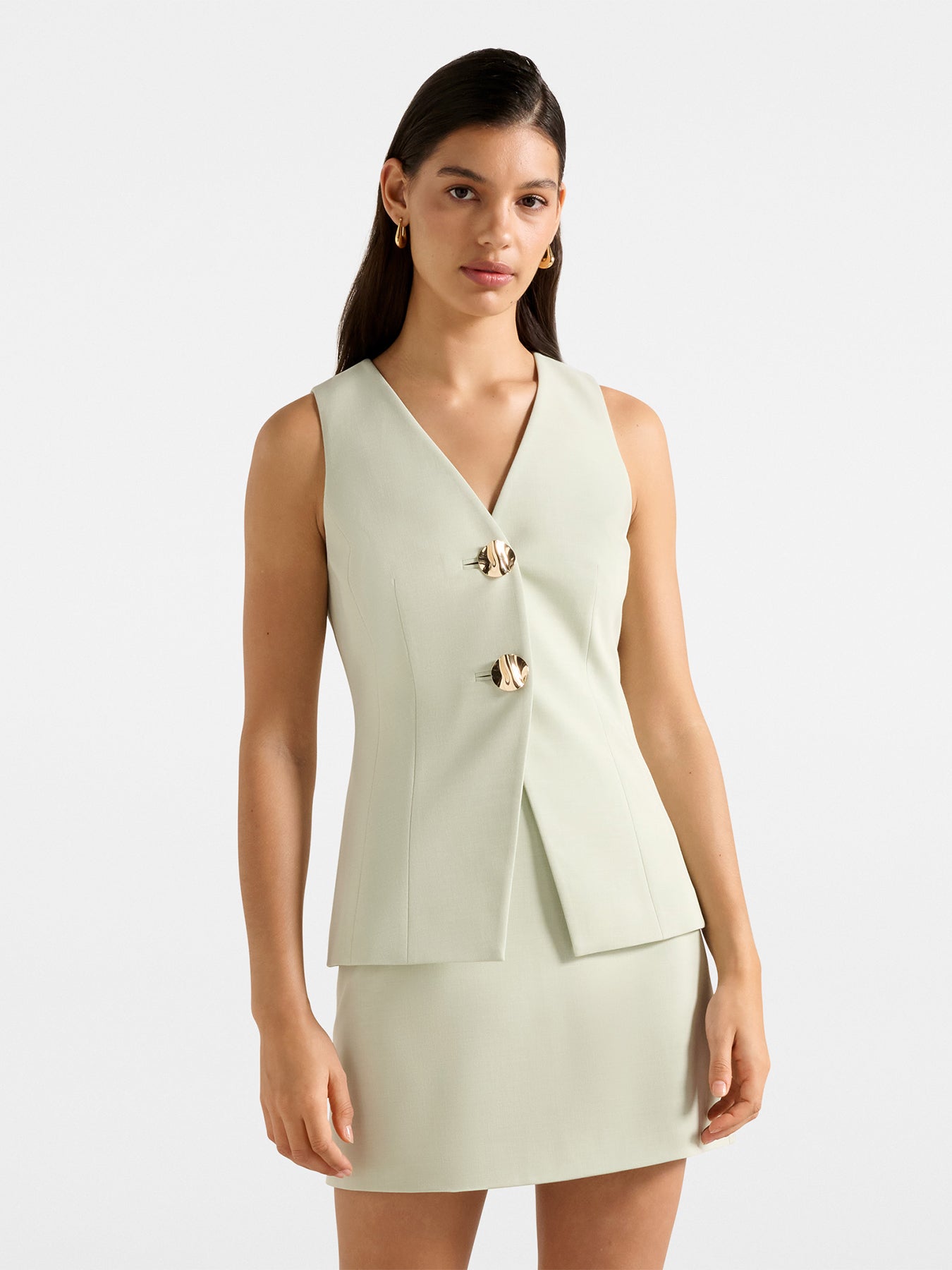 Veda Long Waistcoat Green