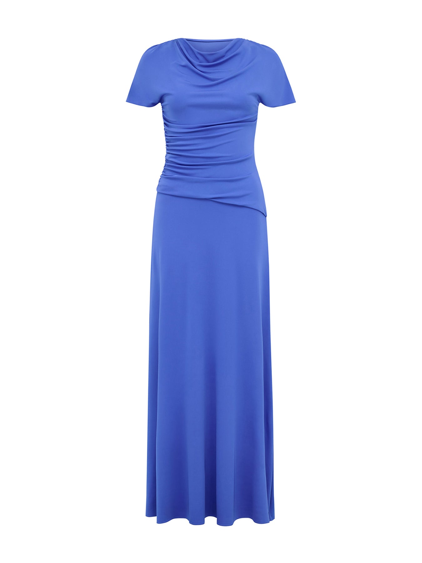 Gemini High Neck Jersey Maxi Dress Blue