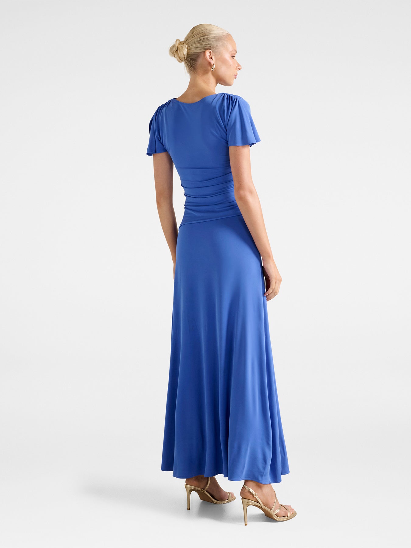 Gemini High Neck Jersey Maxi Dress Blue