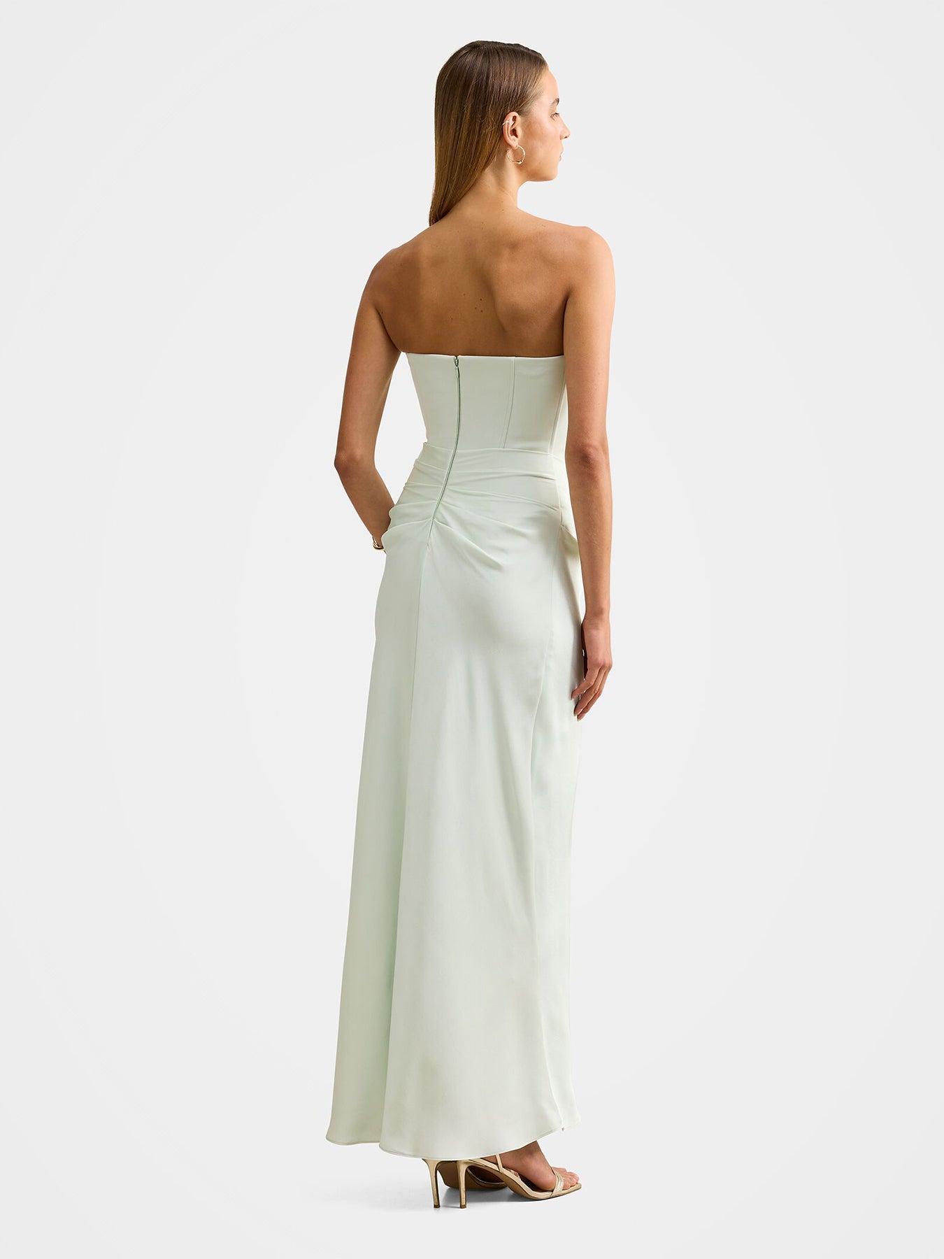 Isra Drape Strapless Maxi Dress Green