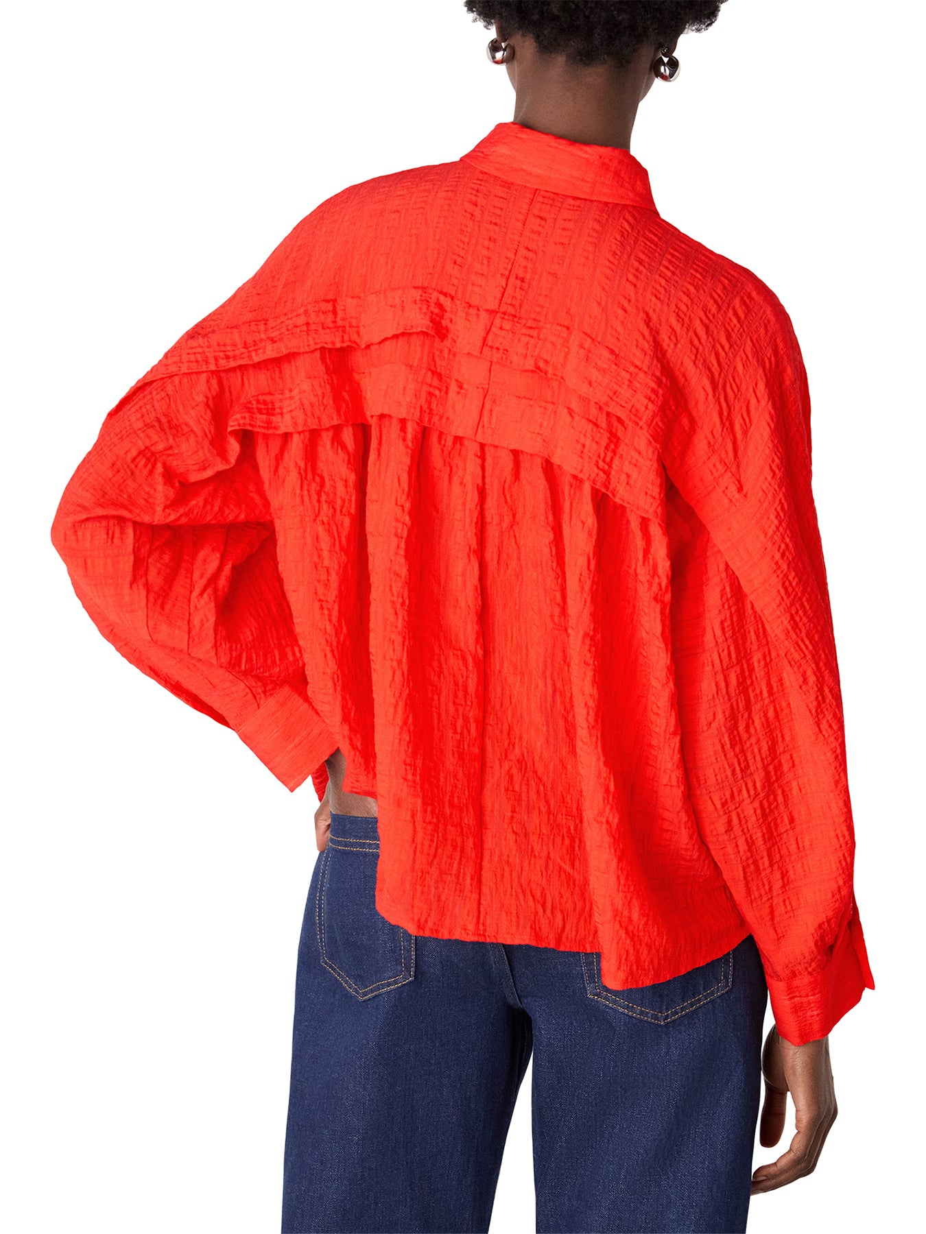 Textured Frill Detail Blouse Red