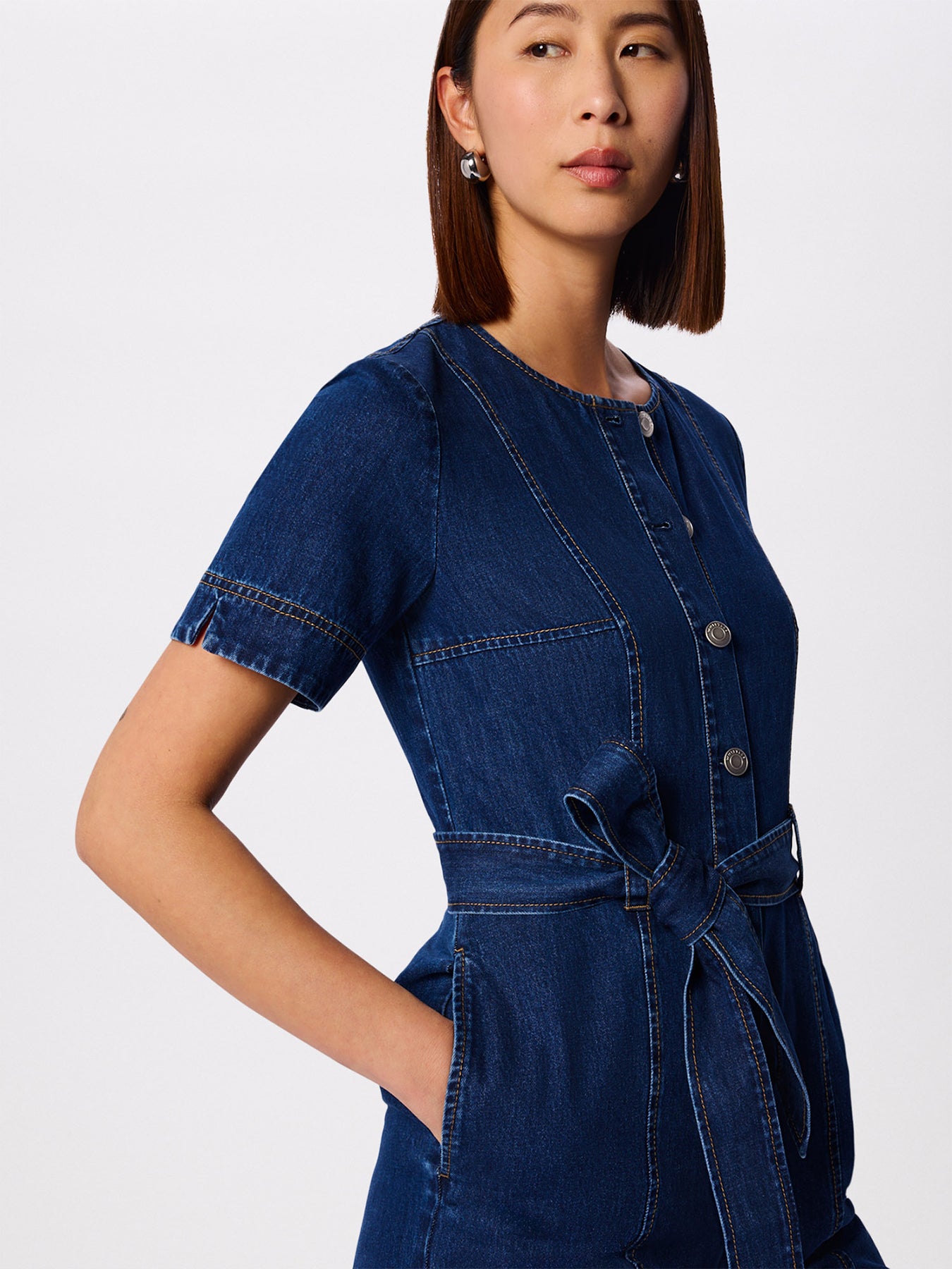 Button Down Jumpsuit Blue
