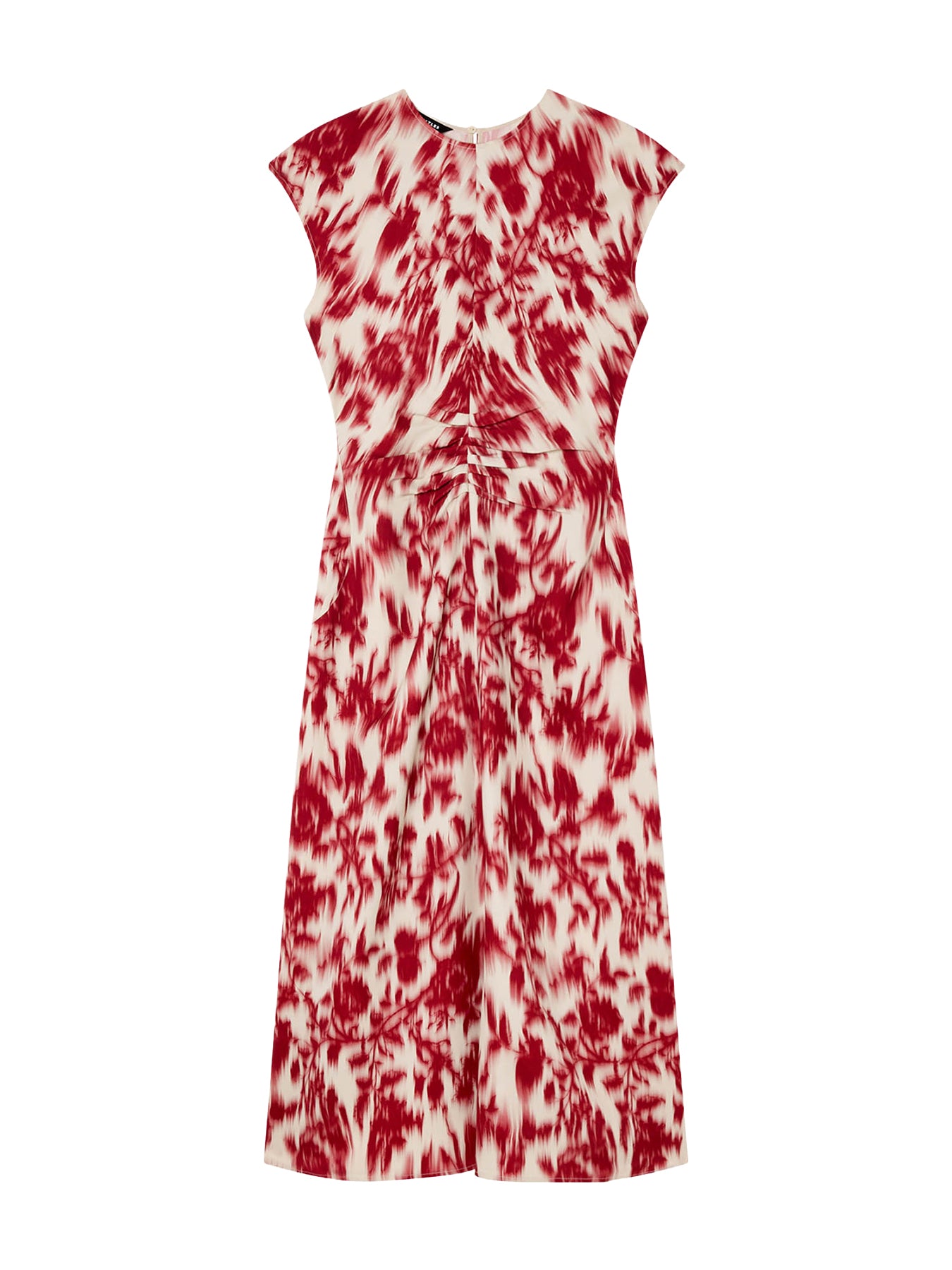 Blurred Floral Crepe Dress Red