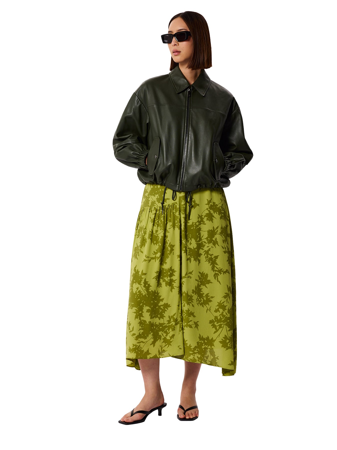 Floral Asymmetric Dress Green