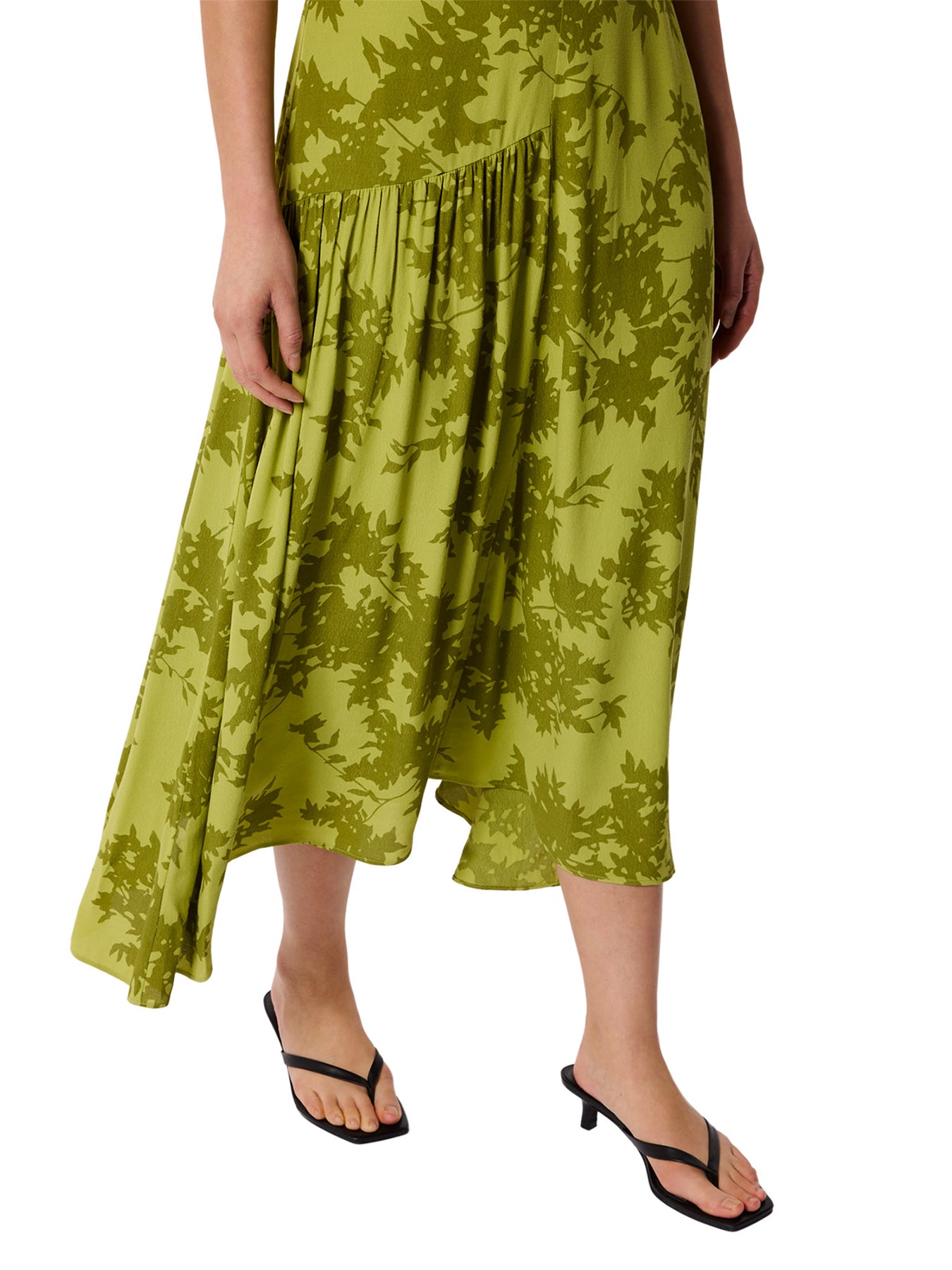 Floral Asymmetric Dress Green