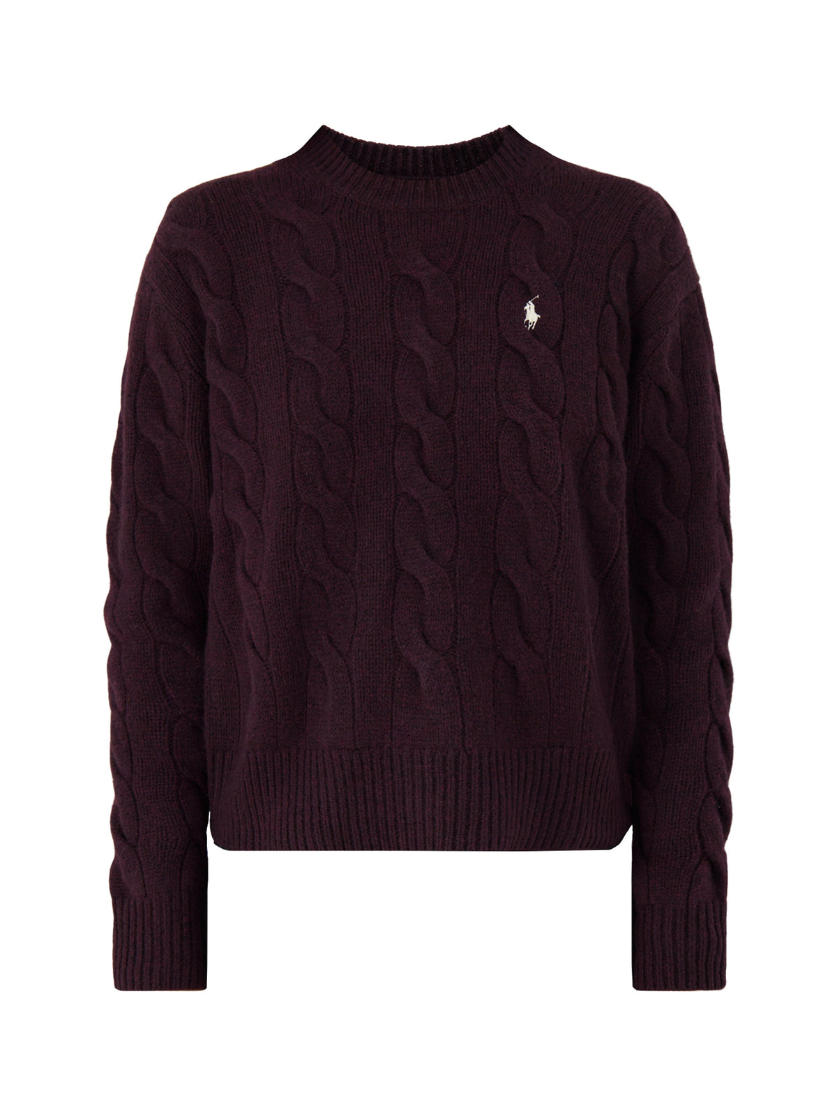 Cable Knit Wool Blend Crew Neck Jumper