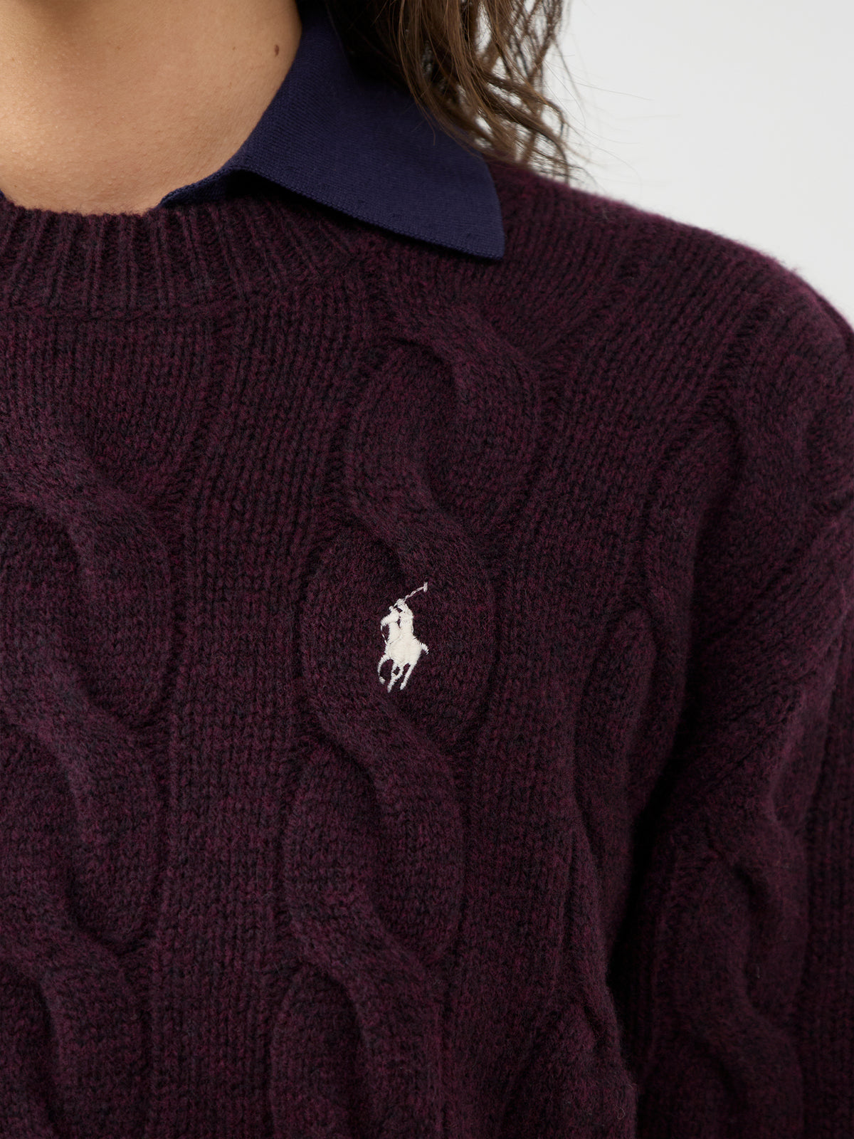Cable Knit Wool Blend Crew Neck Jumper