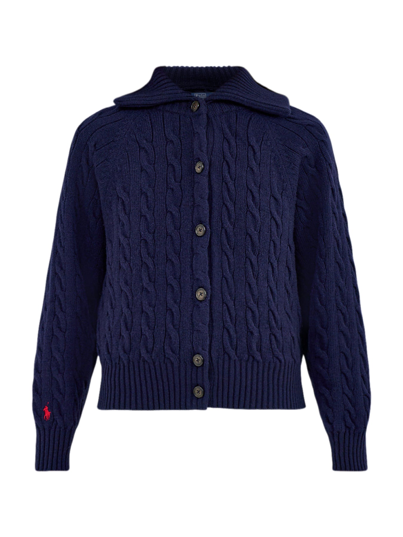 Wool & Cashmere Cable Knit Foldover Collar Cardigan