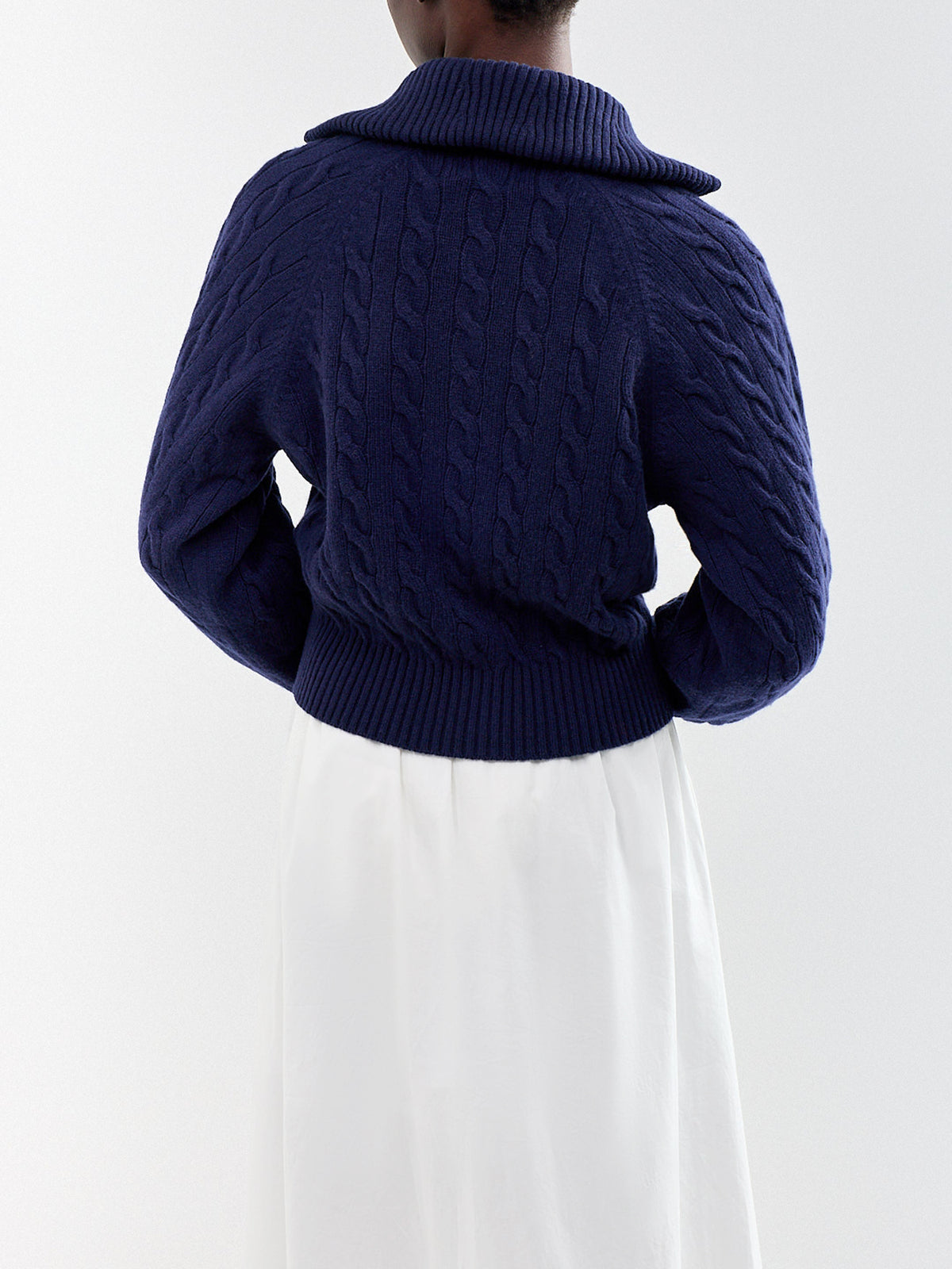Wool & Cashmere Cable Knit Foldover Collar Cardigan