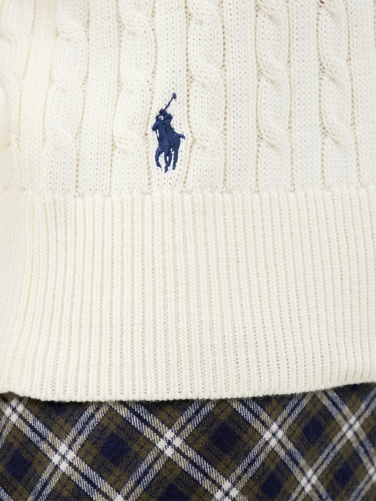 Short Sleeve Cable Knit Cotton Henley