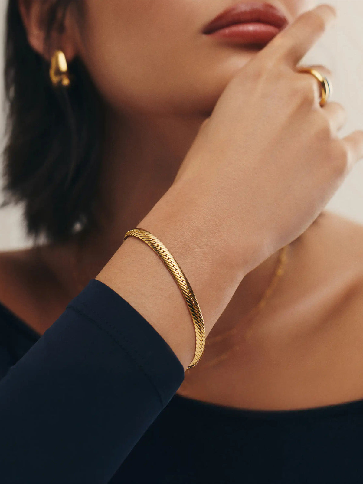 18KT Gold PVD-Plated Classic Wide Snake Chain Bracelet