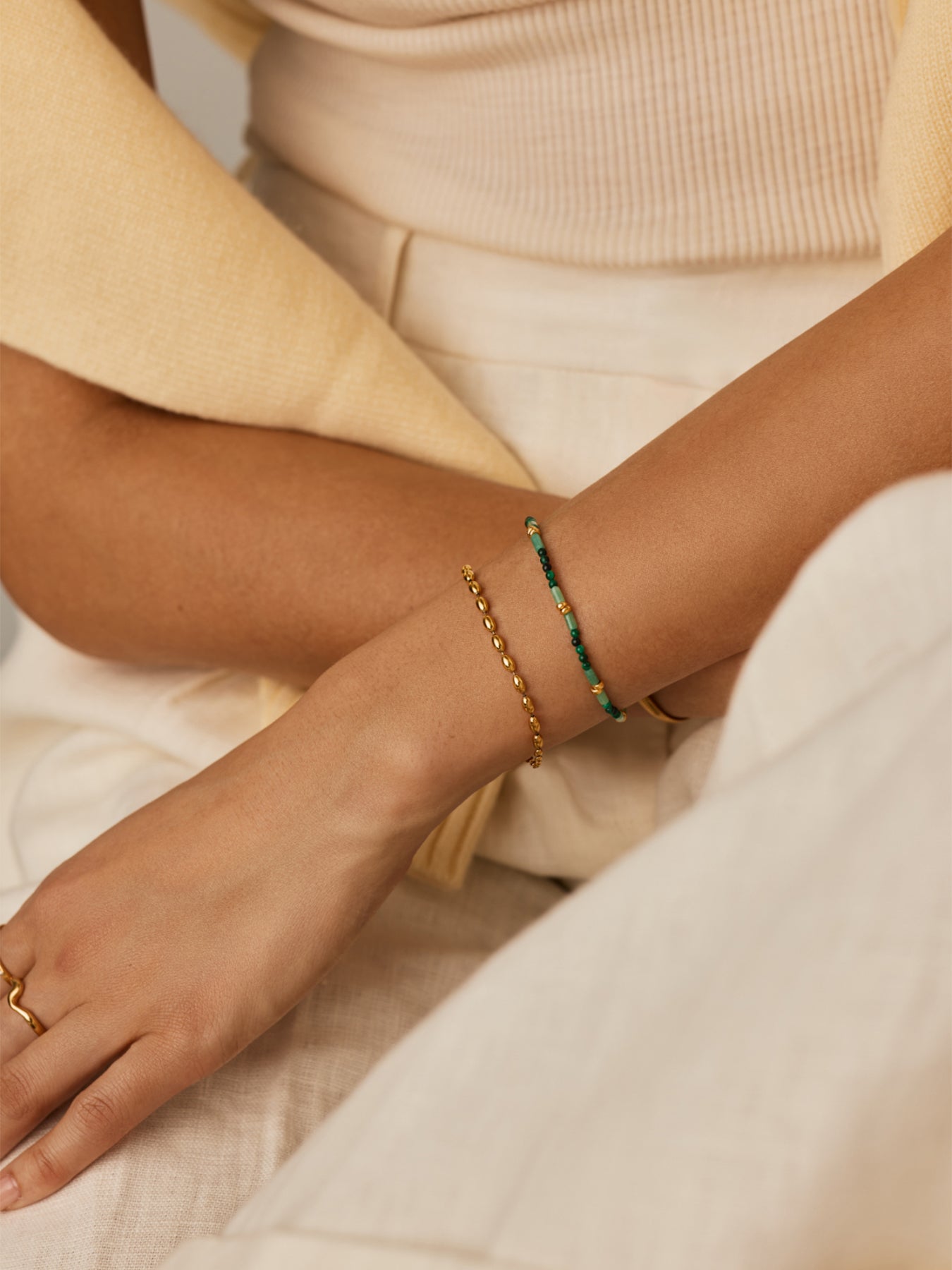 Beaded Gemstone Bracelet Gold