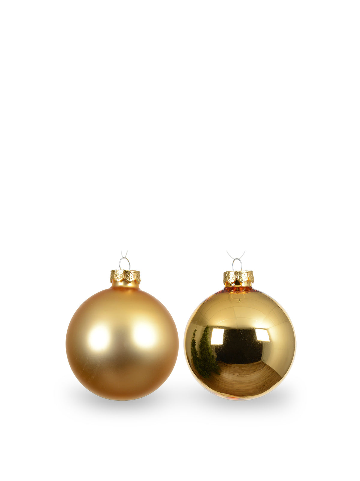 Shiny & Matt Glass Baubles Set of 12 - Light Gold