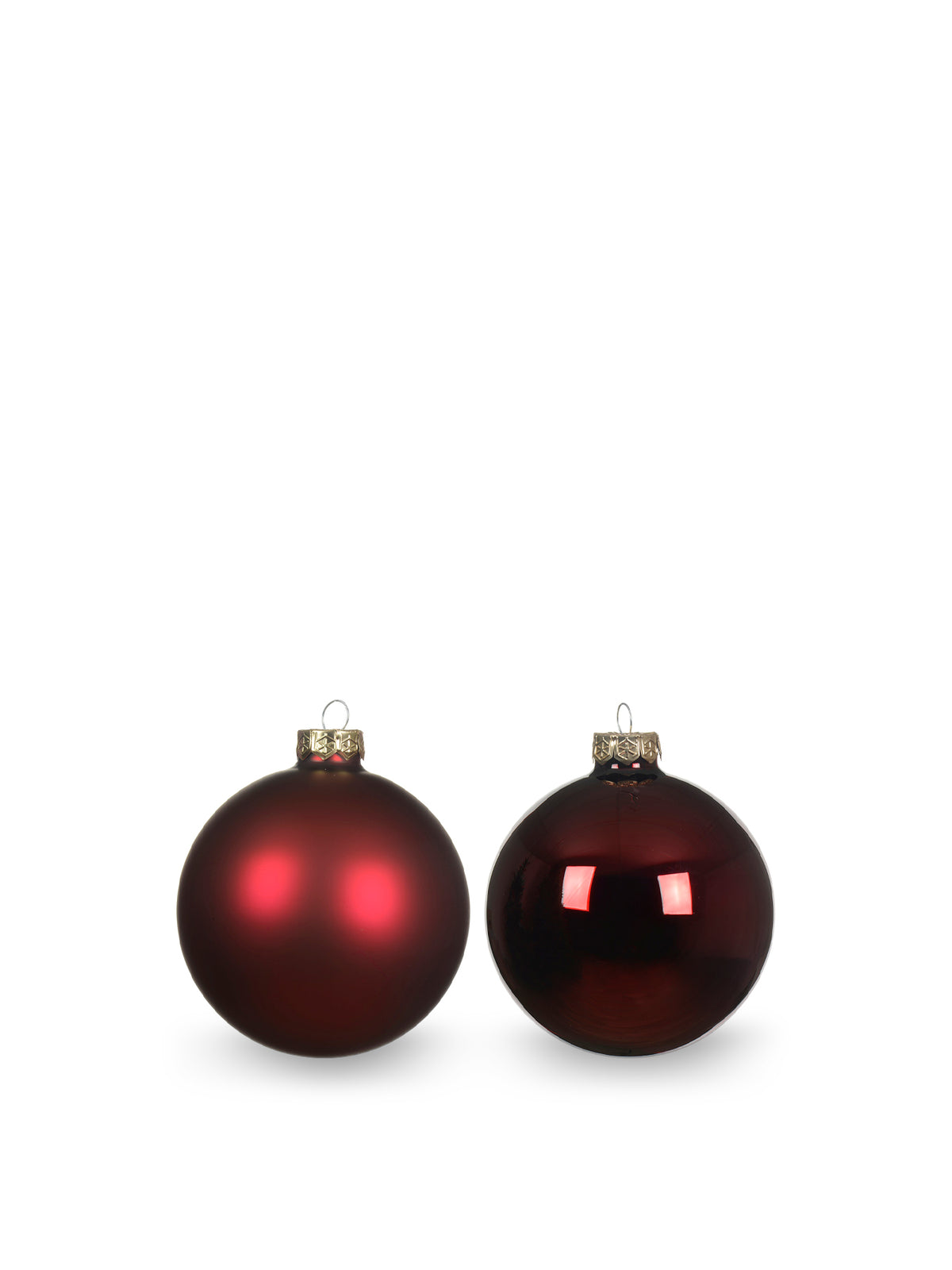 Shiny & Matt Glass Baubles Set Of 12 - Oxblood