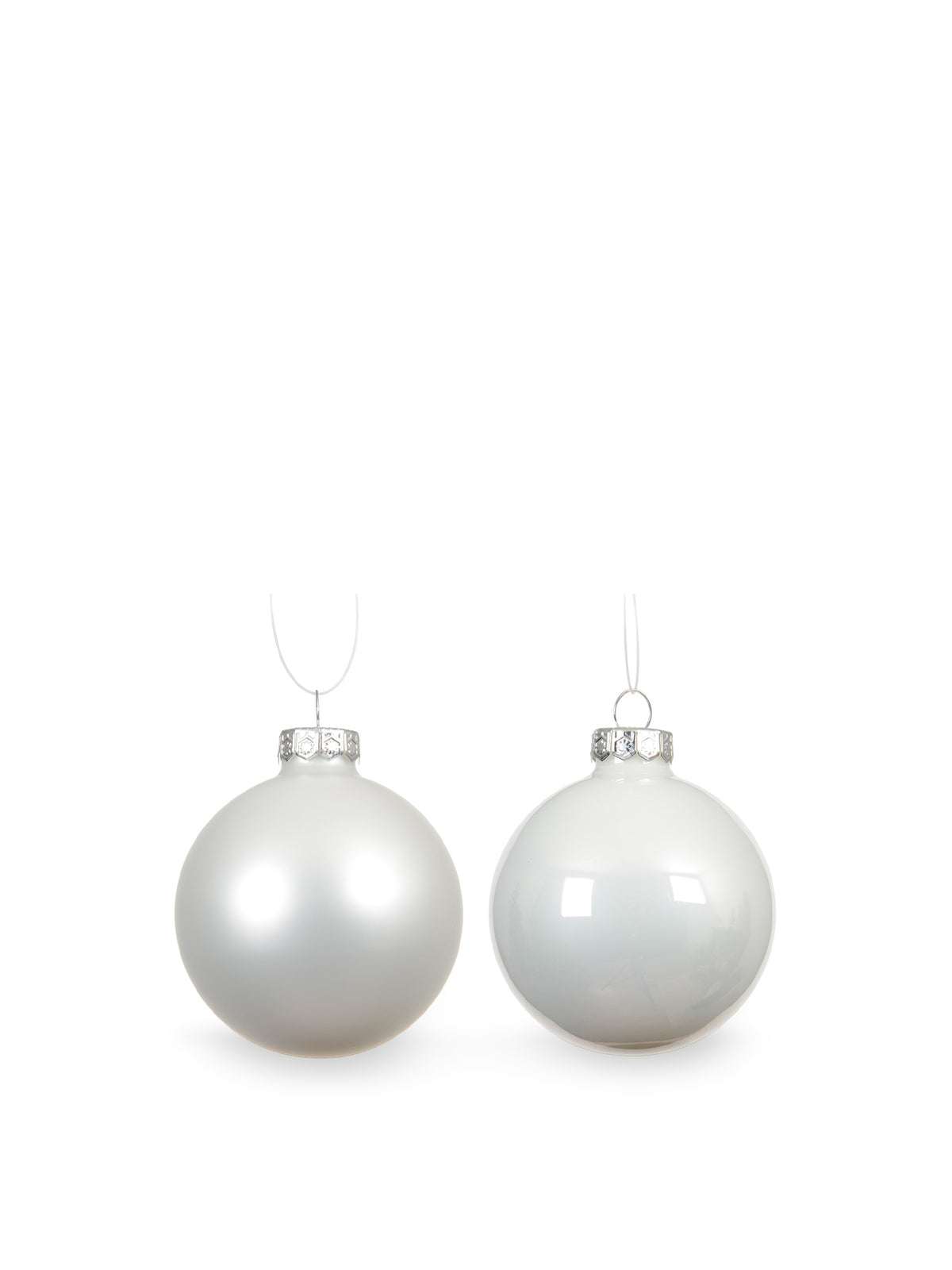 Enamel & Matt Glass Baubles Set of 12 - Winter White